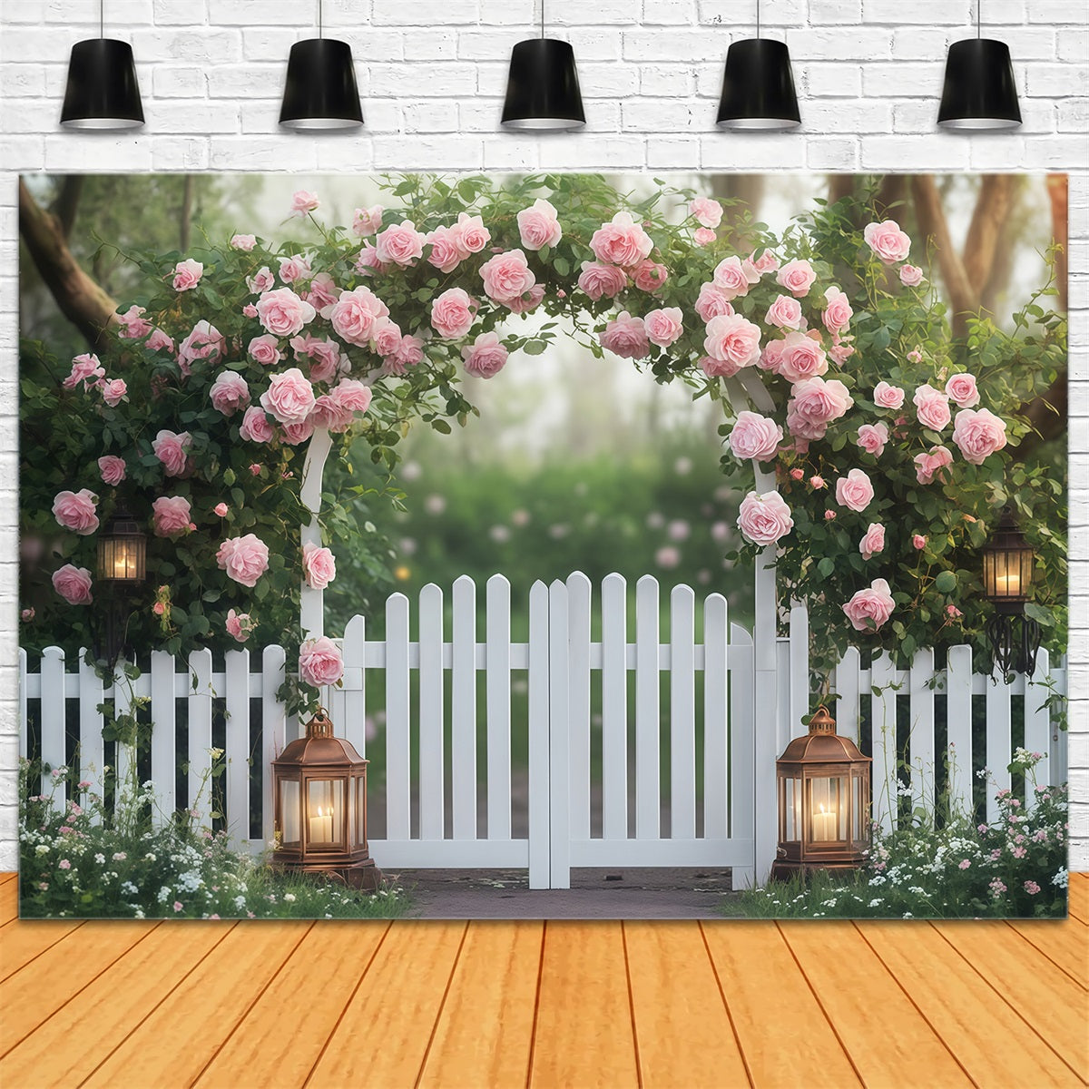 Valentinstag-Fotokabinenhintergrund Rosa Rosenblütengarten Valentinstag-Hintergrund MRR11-113