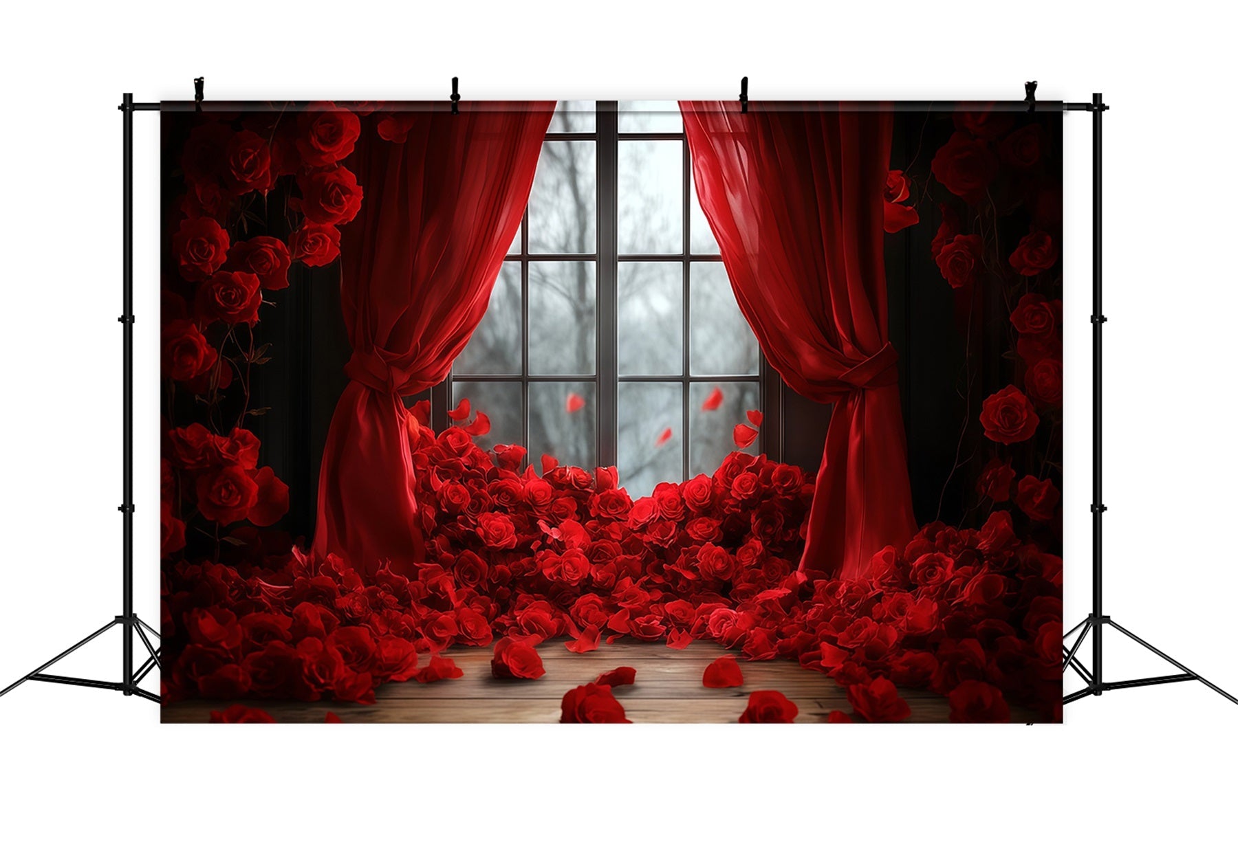 Ideen für Valentinstag-Hintergründe Roter Rosengarten-Vorhang Valentinstag-Hintergrund MRR11-115