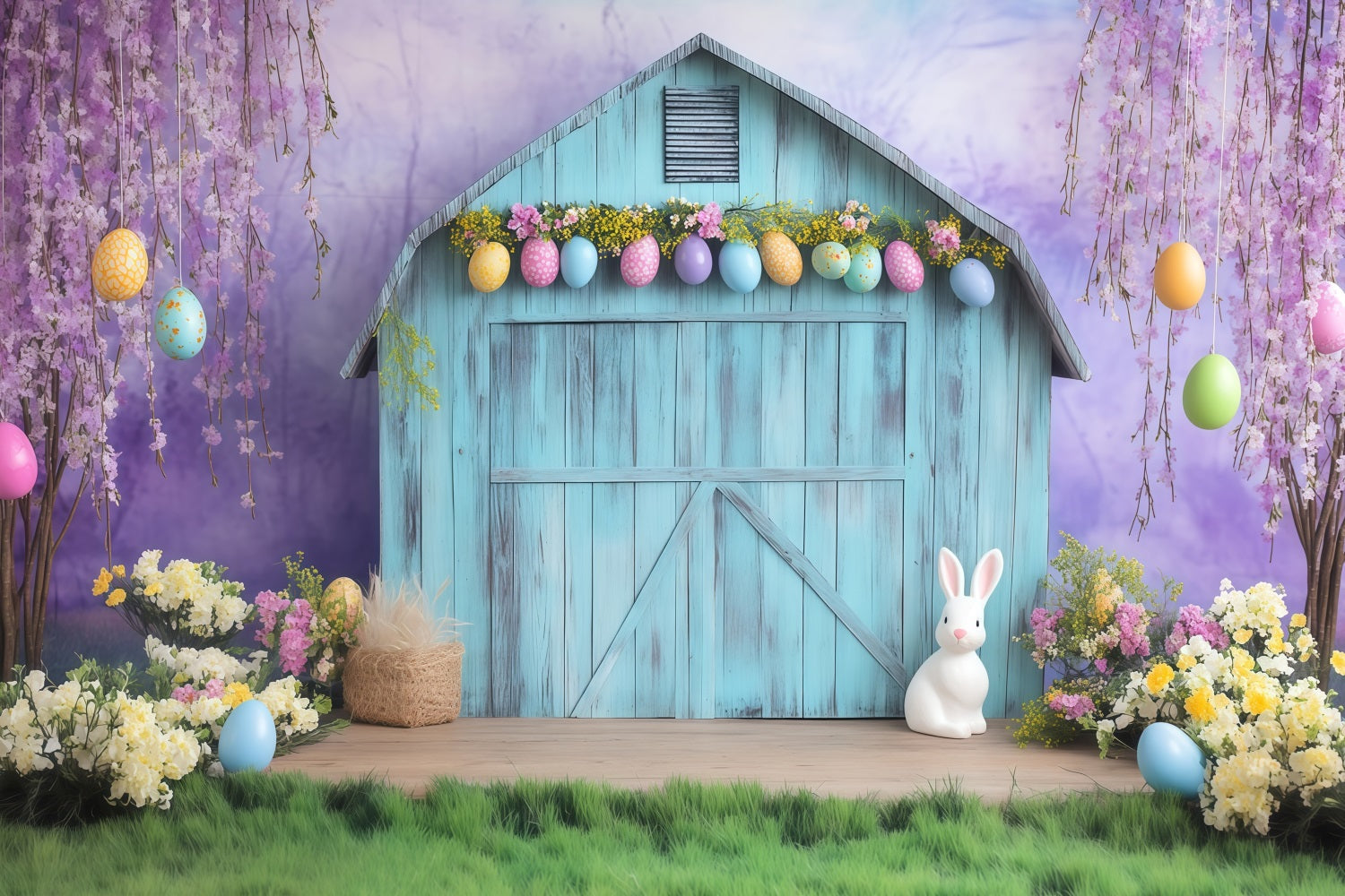 Oster-Hintergrund-Ideen Frühlingsblüten-Dekoration Hase-Hintergrund MRR11-74