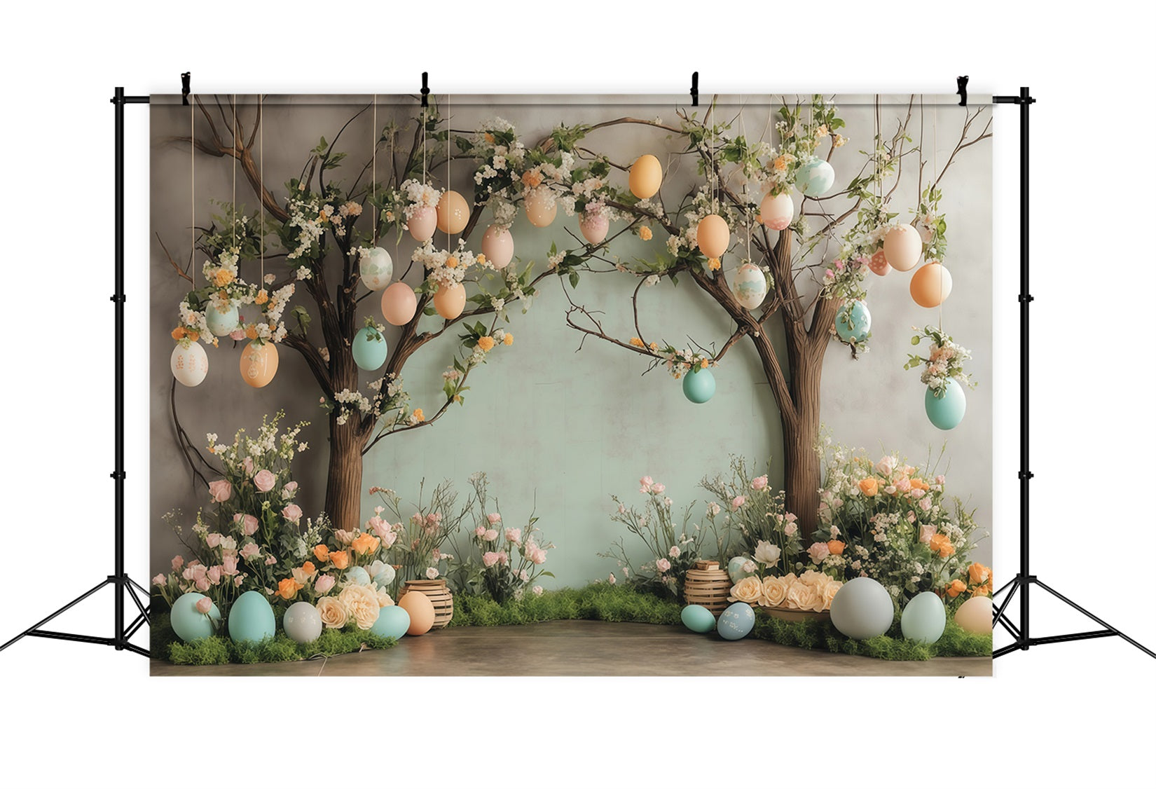Hintergrund für Ostereiersuche Frühlingsblüten-Eier-Garten Osterhintergrund MRR11-77
