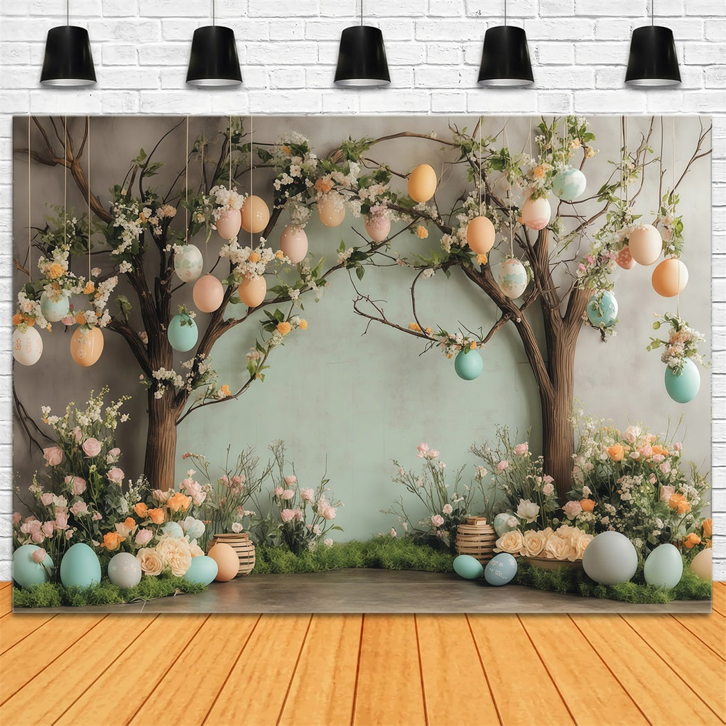 Hintergrund für Ostereiersuche Frühlingsblüten-Eier-Garten Osterhintergrund MRR11-77