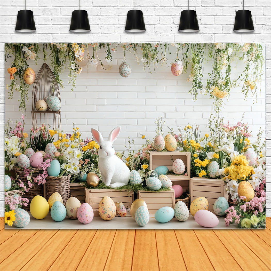 Hintergrund für Osterfotokabine Blühender Garten Hase Ostereier-Hintergrund MRR11-79