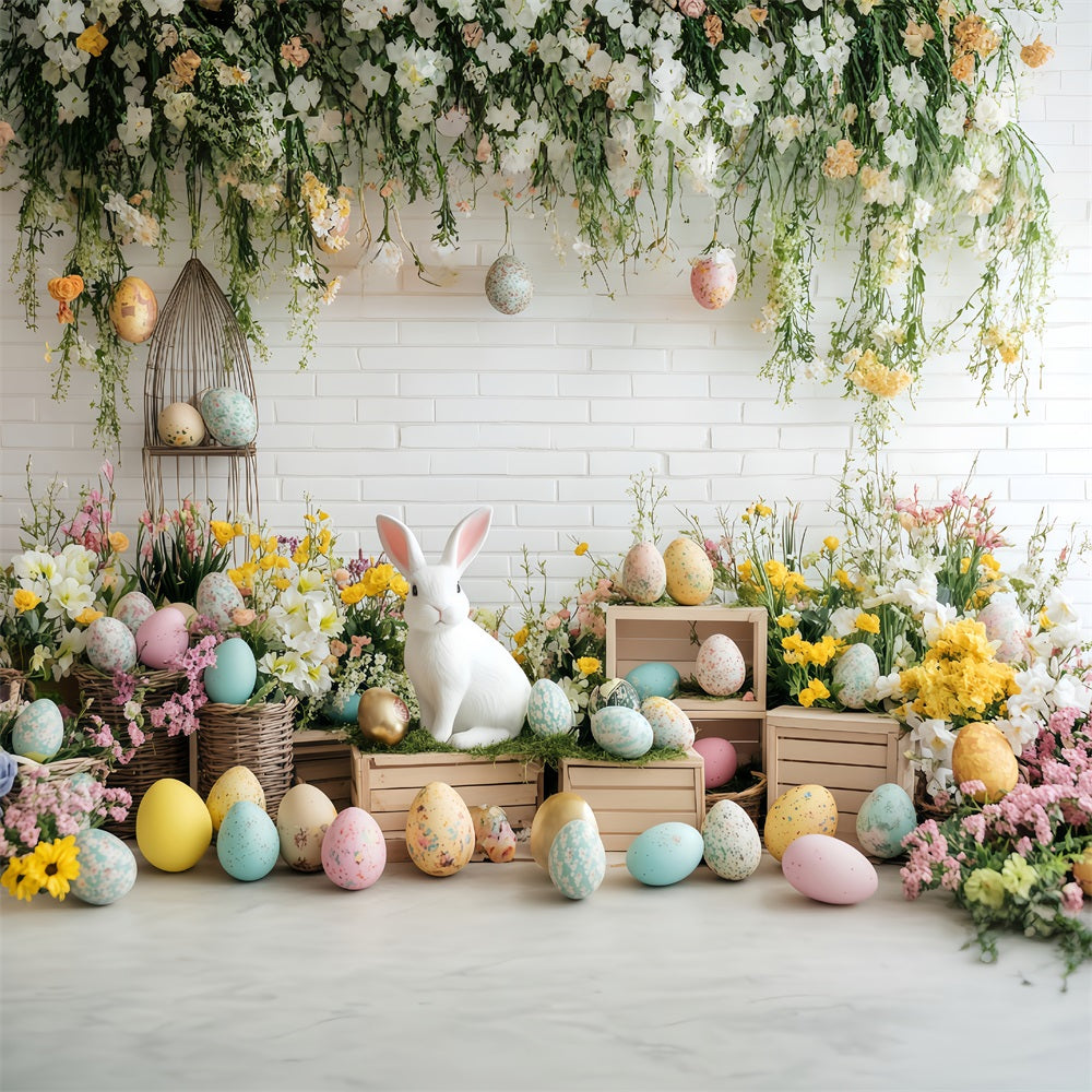 Hintergrund für Osterfotokabine Blühender Garten Hase Ostereier-Hintergrund MRR11-79