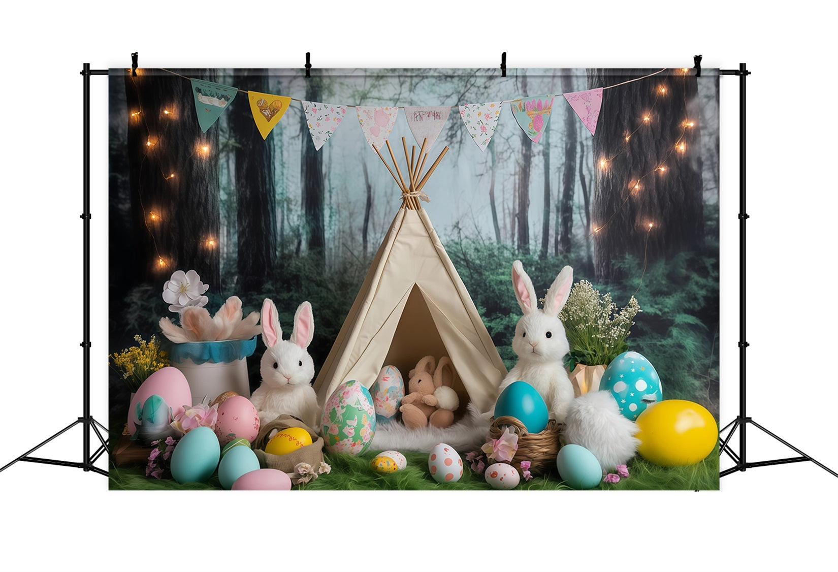 Hintergründe für Osterfotos Waldzelt Hase Versammlung Hasen-Hintergrund MRR11-80