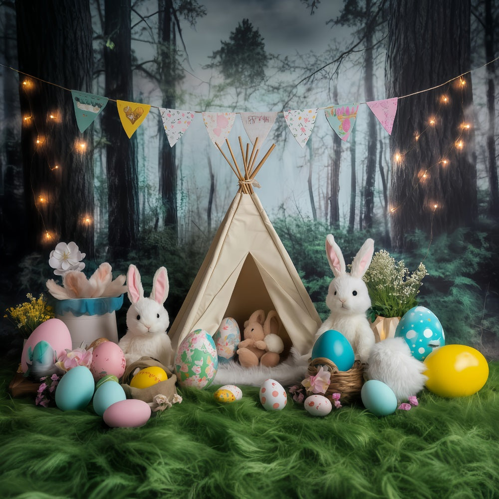 Hintergründe für Osterfotos Waldzelt Hase Versammlung Hasen-Hintergrund MRR11-80
