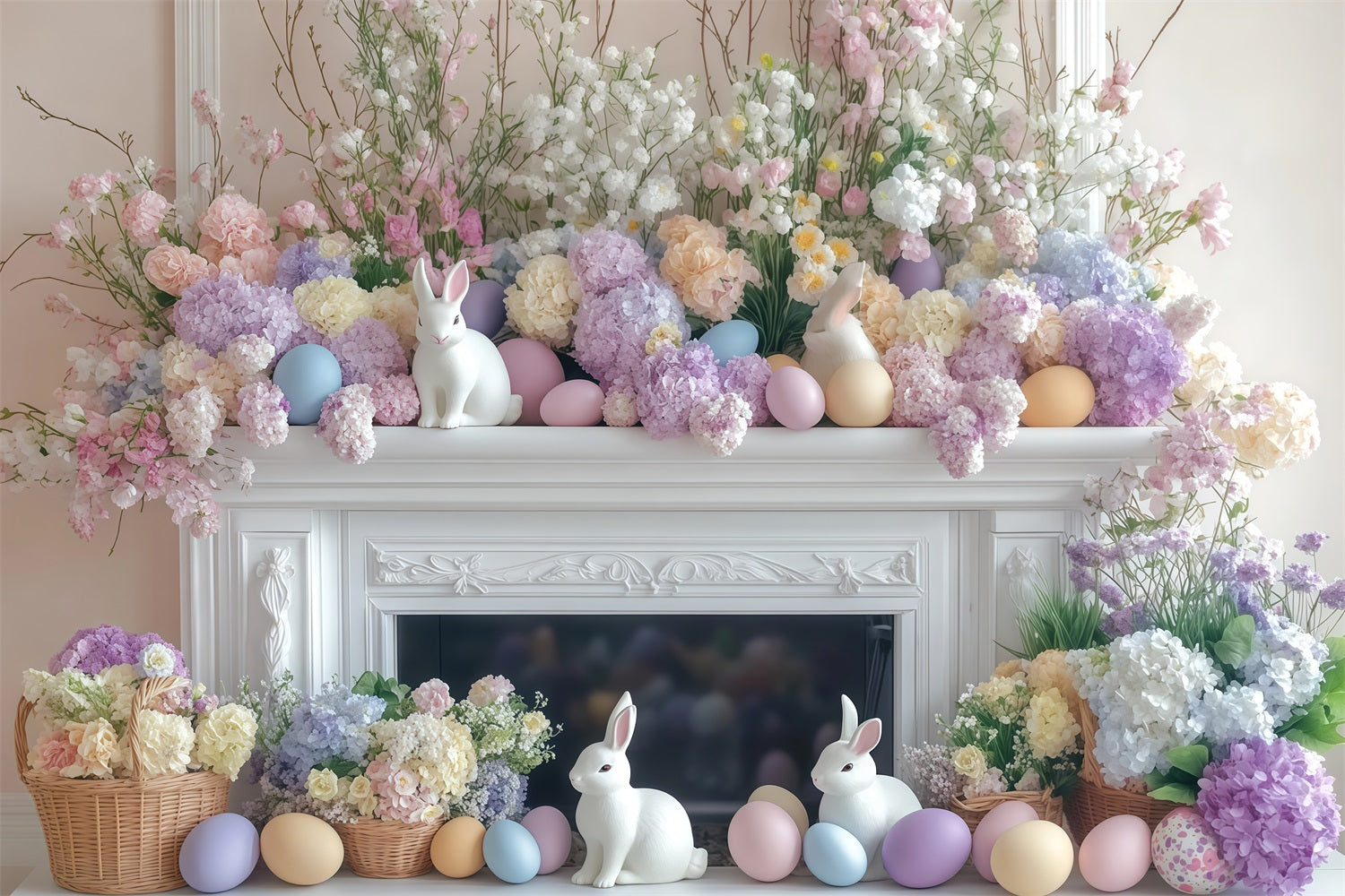 Osterhase Fotohintergrund Pastellfarbener Blumenmantel Osterhintergrund MRR11-82
