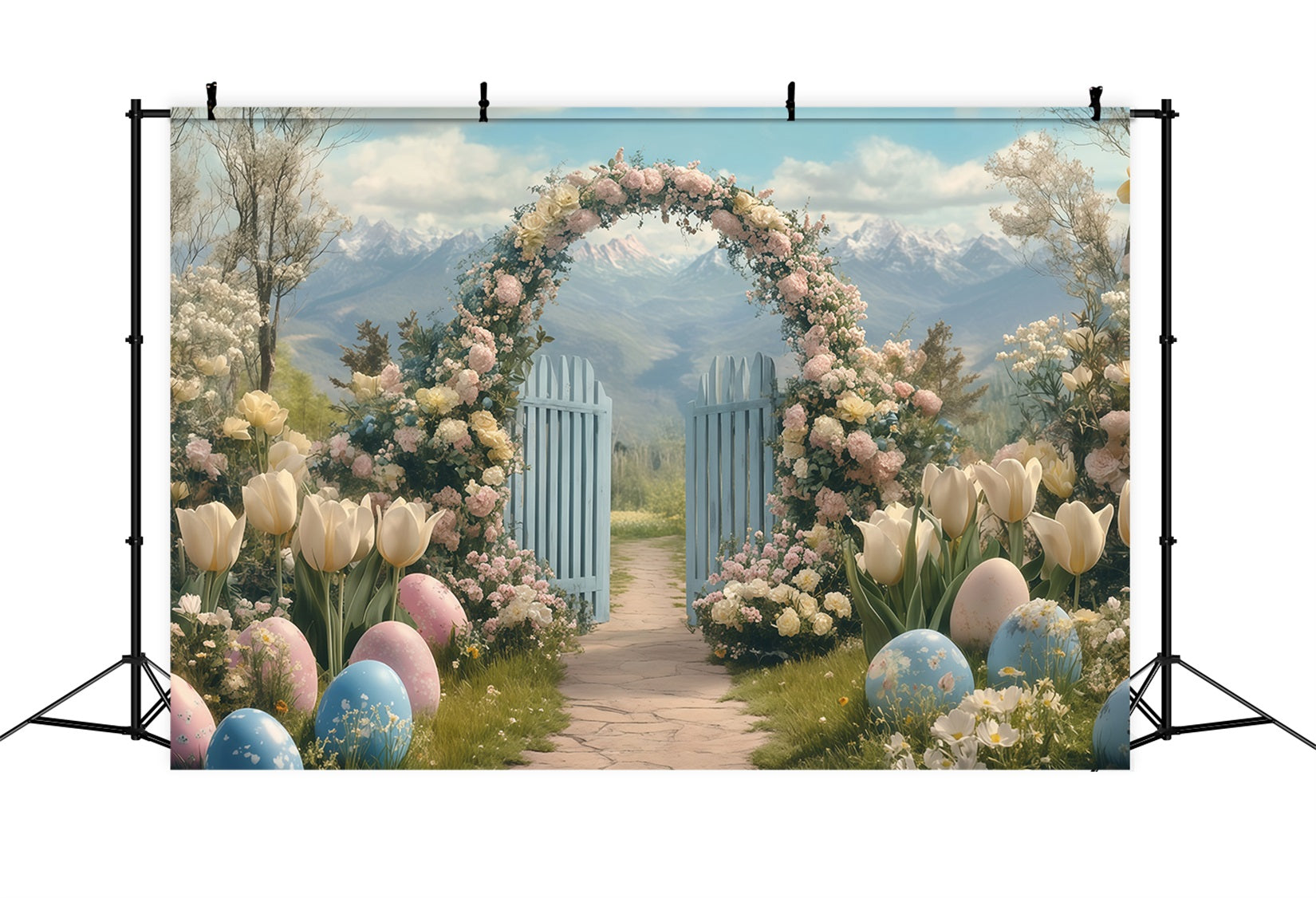 Osterhintergrund Blumengarten Hase Osterfotohintergründe MRR11-83