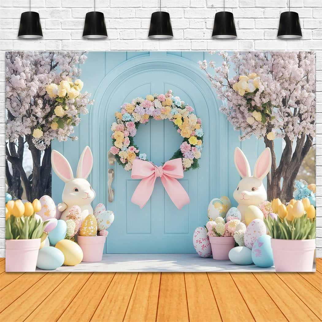 Oster-Fotokabinen-Hintergrund Kirschblüten-Laternenweg Hase-Hintergrund MRR11-91