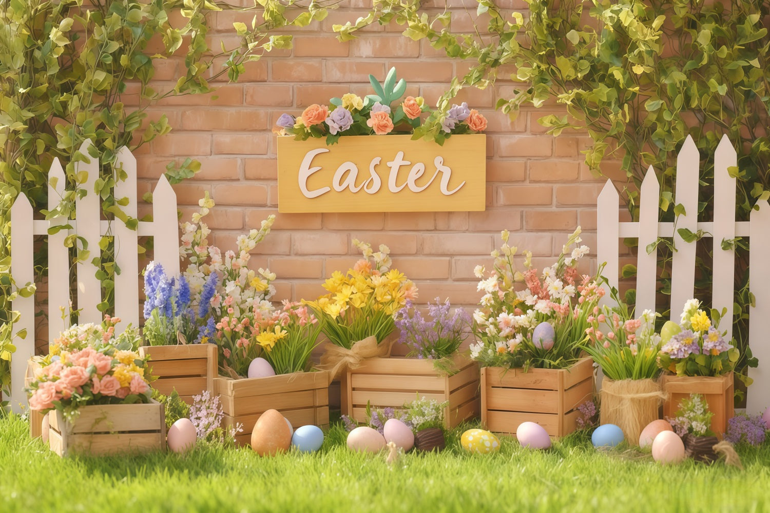 Ostereier-Hintergrund Heller Frühlingshase-Veranda Ideen für Osterhintergründe MRR11-94
