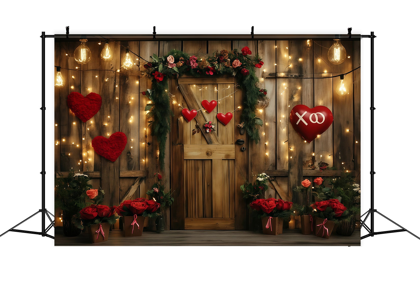 Valentinstag-Hintergrund Rustikale Herzblumendur Valentinstag-Hintergrund MRR11-96