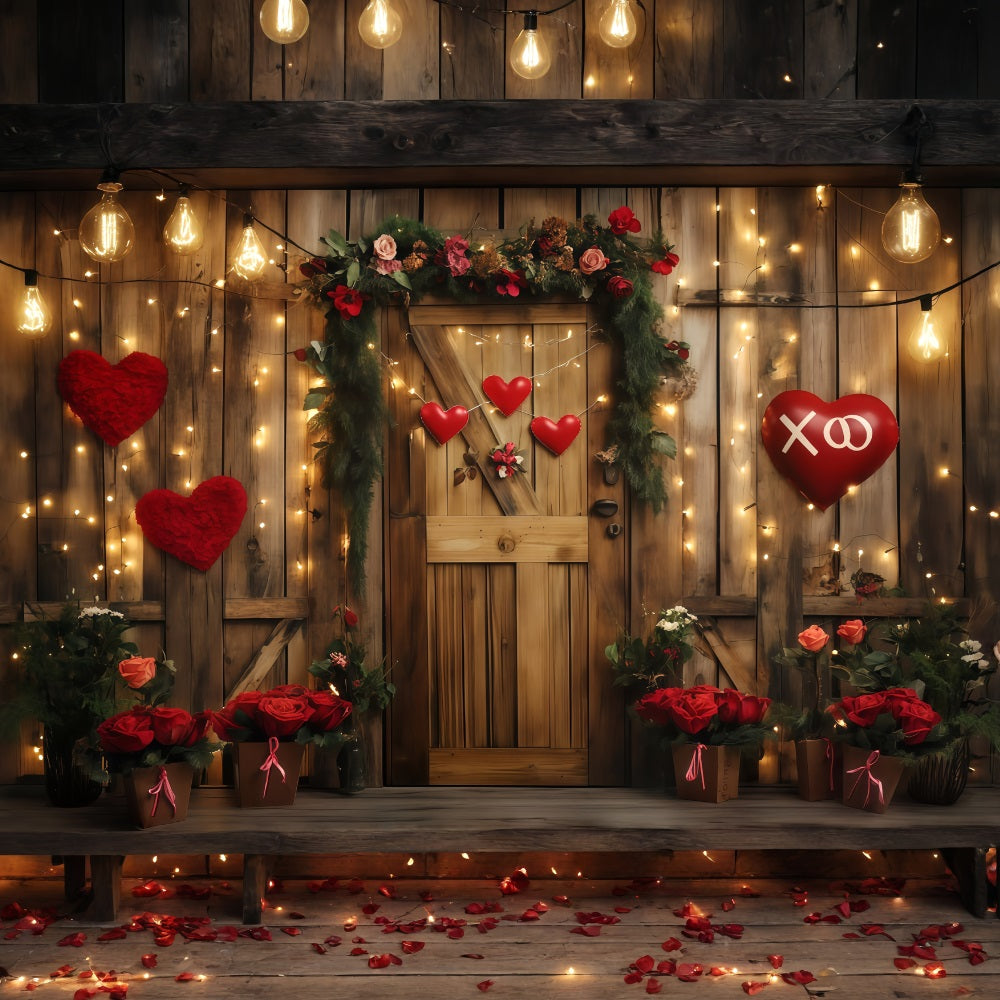Valentinstag-Hintergrund Rustikale Herzblumendur Valentinstag-Hintergrund MRR11-96