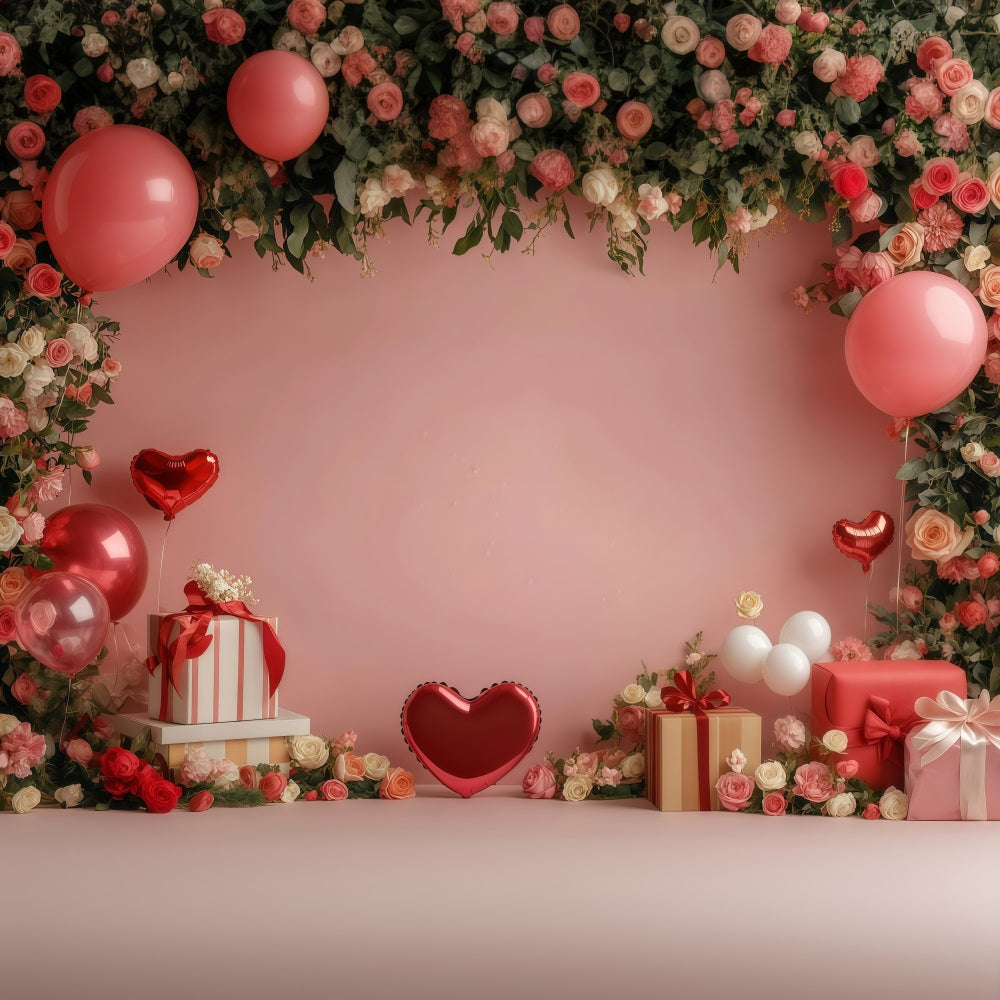 Valentinstag-Hintergrund Romantisches rosa Geschenk Garten Valentinstag-Hintergrund MRR11-97