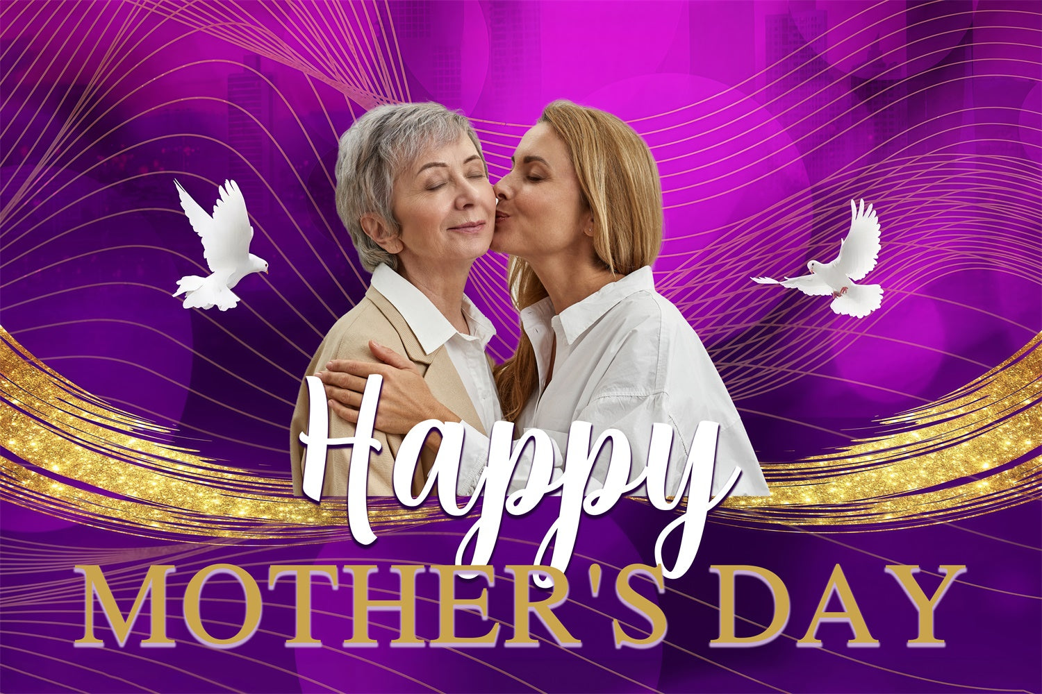 Muttertag Fotokulisse Taube Königlich Lila Personalisierte Fotokulisse MRR3-100