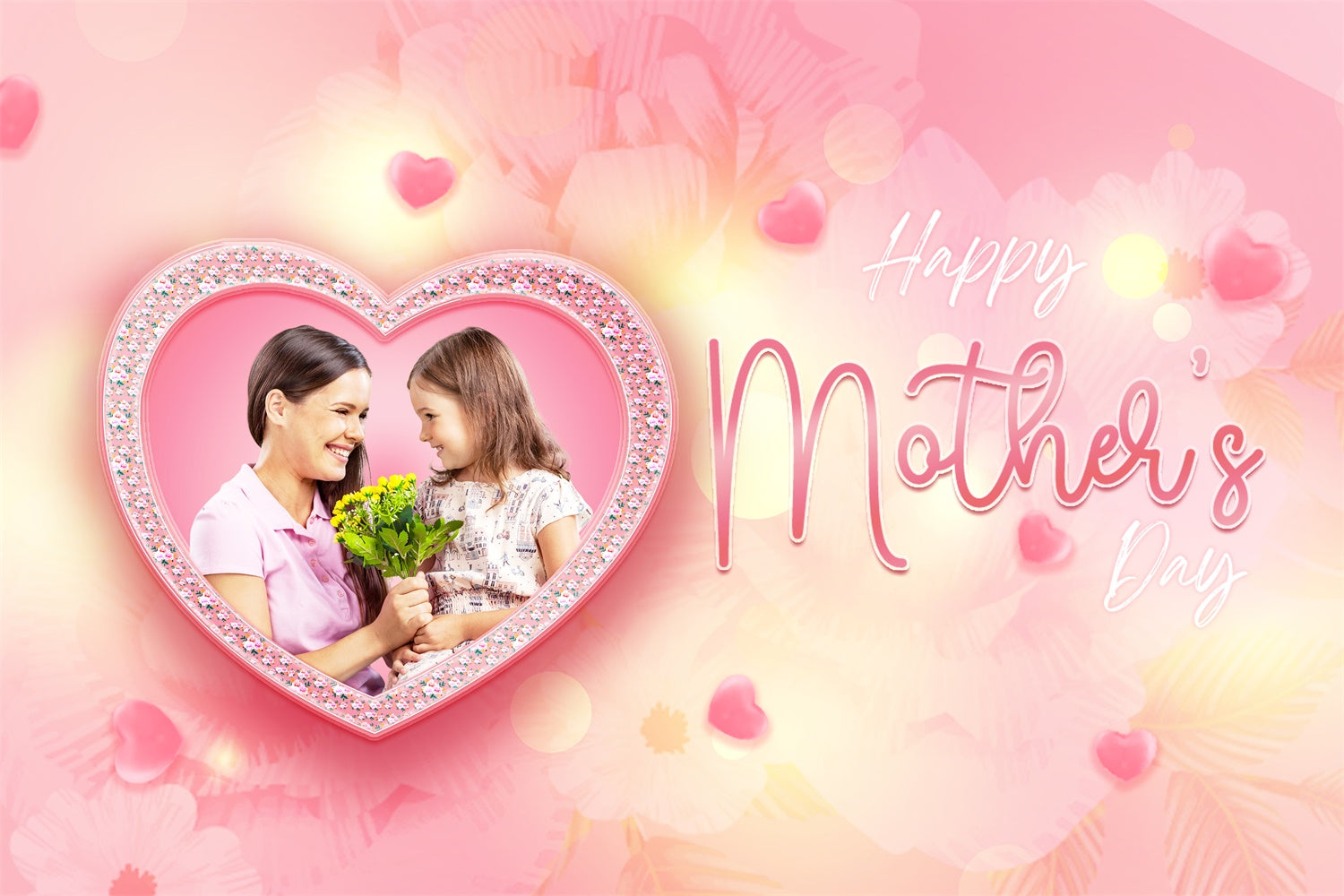 Muttertags-Fotokulisse Herz-Rahmen Rosa Personalisierte Kulisse MRR3-103