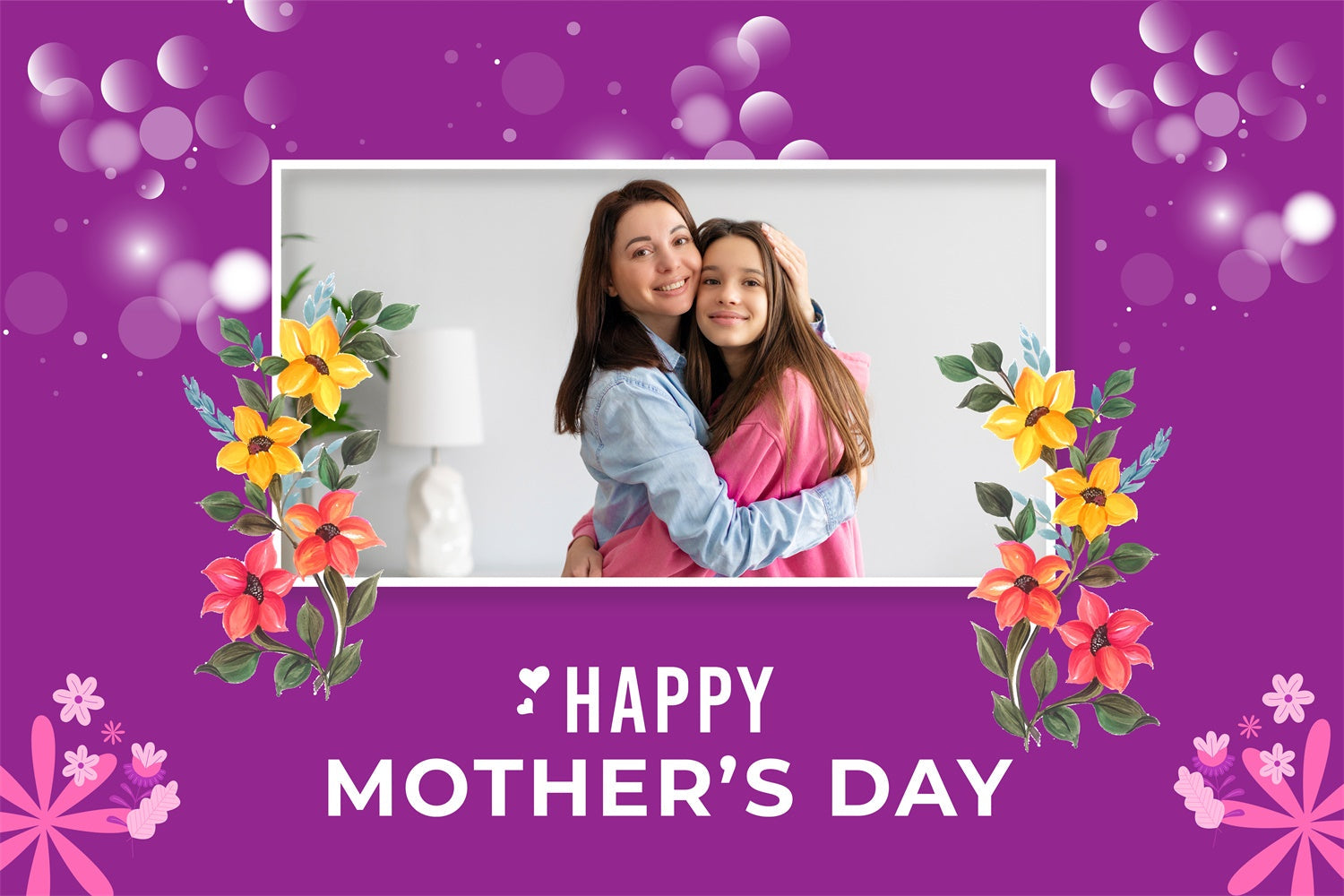 Backdrops für Muttertag Vibrant Floral Lila Personalisierte Backdrop MRR3-104