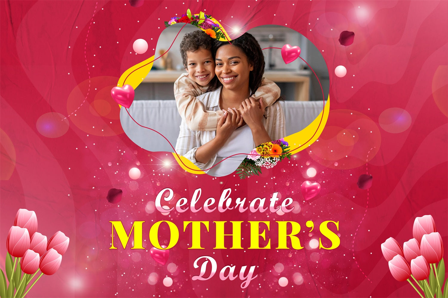 Muttertagskulisse Tulpe Festlich Rot Personalisierte Kulisse MRR3-105