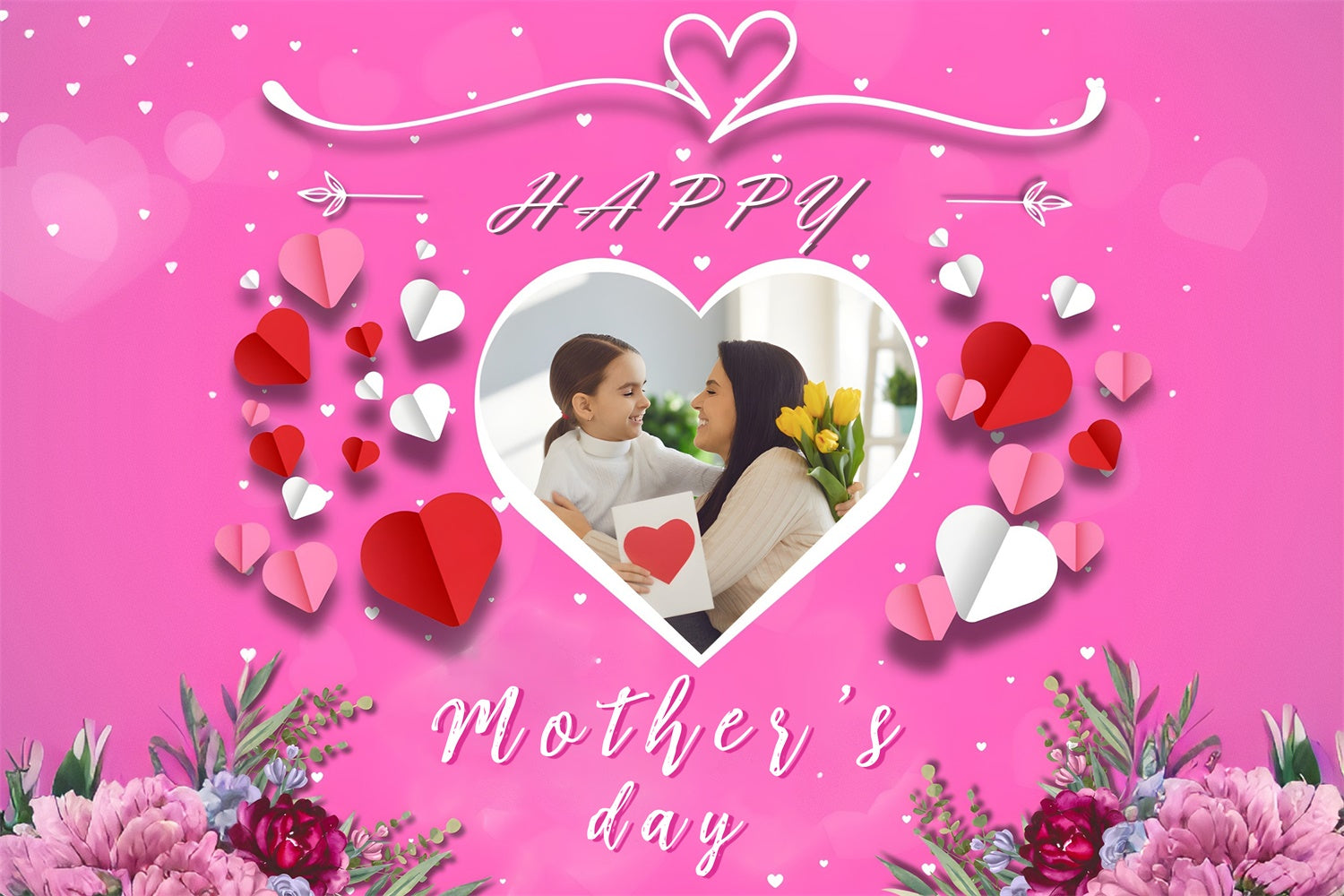Muttertag Fotohintergrund Herz Liebe Blumen Individueller Hintergrund MRR3-107