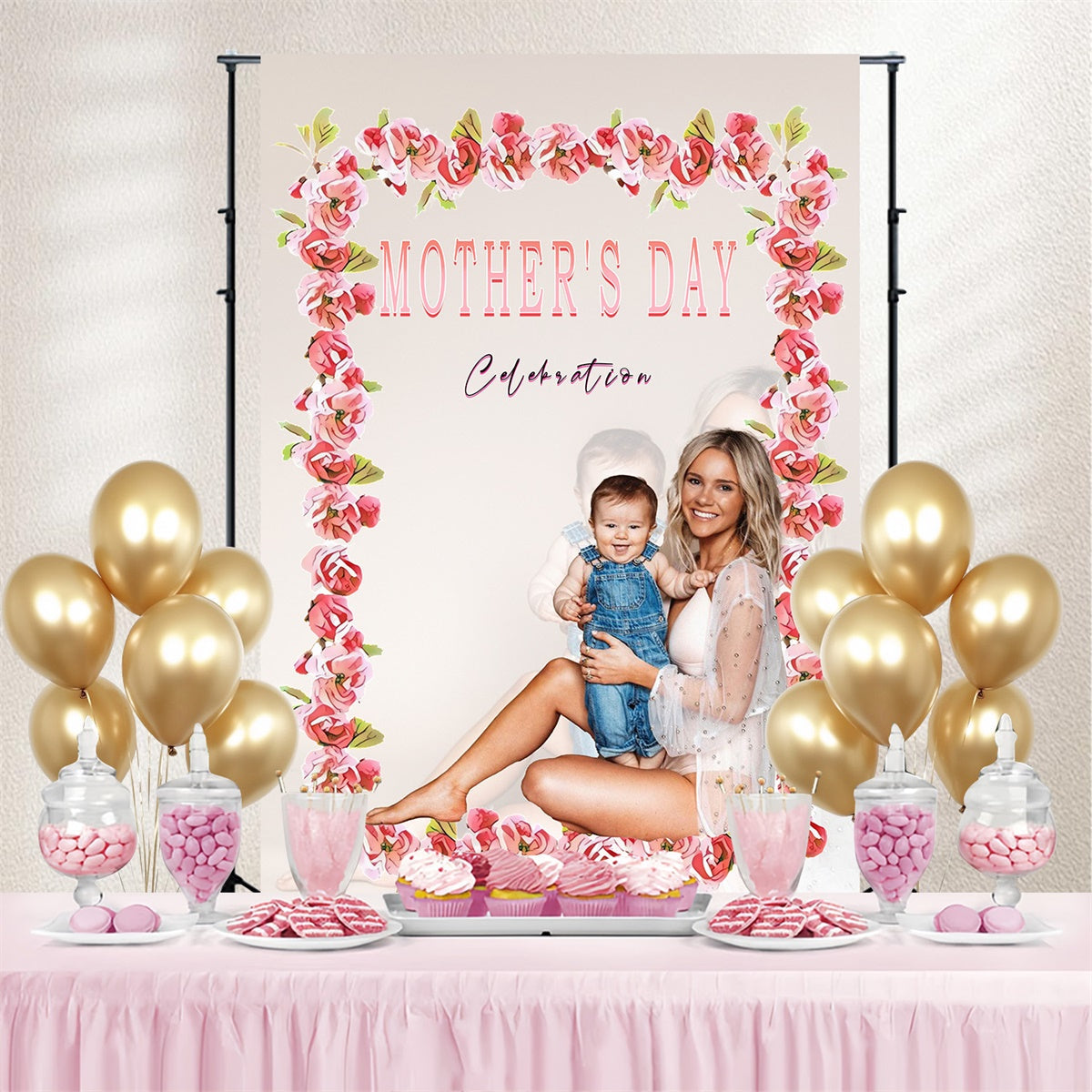 Muttertag Fotokulissen Eleganter Rosenbogen Personalisierte Kulisse MRR3-112