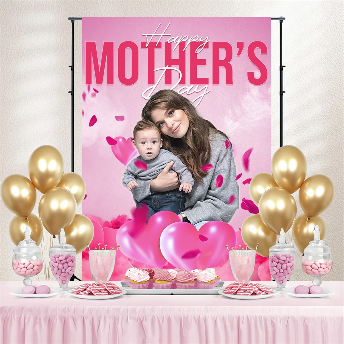 Muttertag Backdrop Loving Hearts Roses Custom Backdrop MRR3-119