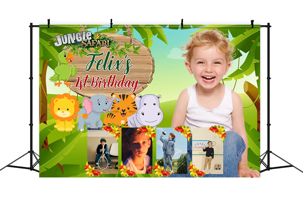 Individuelle Geburtstagsparty Backdrop Cute Safari Zoo Backdrop MRR3-12