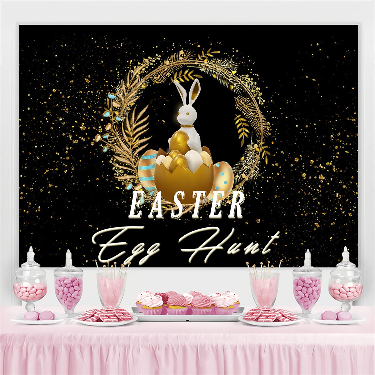 Ostern Fotohintergründe Luxus Schwarz-Gold Hase benutzerdefinierte Hintergrund MRR3-127