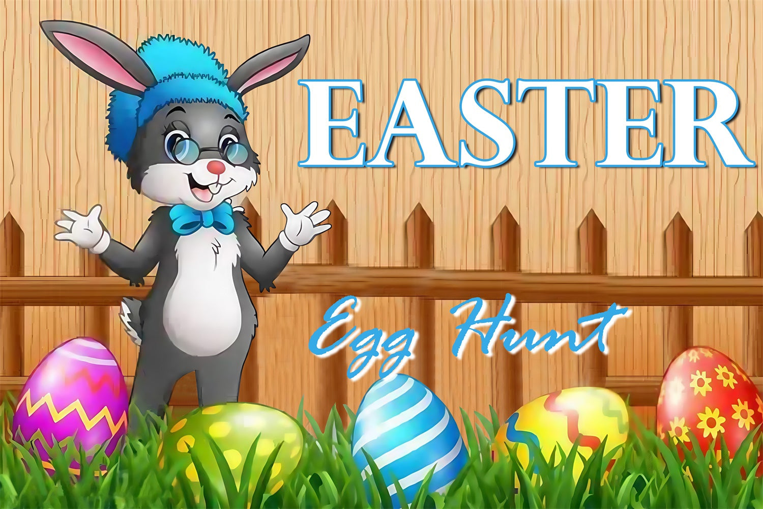 Ostern Fotohintergrund Rustikaler Hase Holzzaun Benutzerdefinierte Kulisse MRR3-129