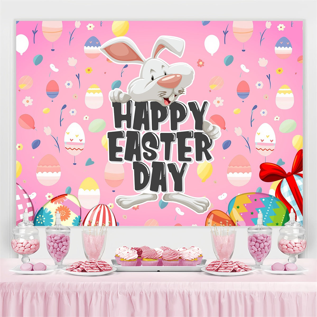 Ostern Fotohintergrund Rosa Osterhase Party benutzerdefinierte Kulisse MRR3-130