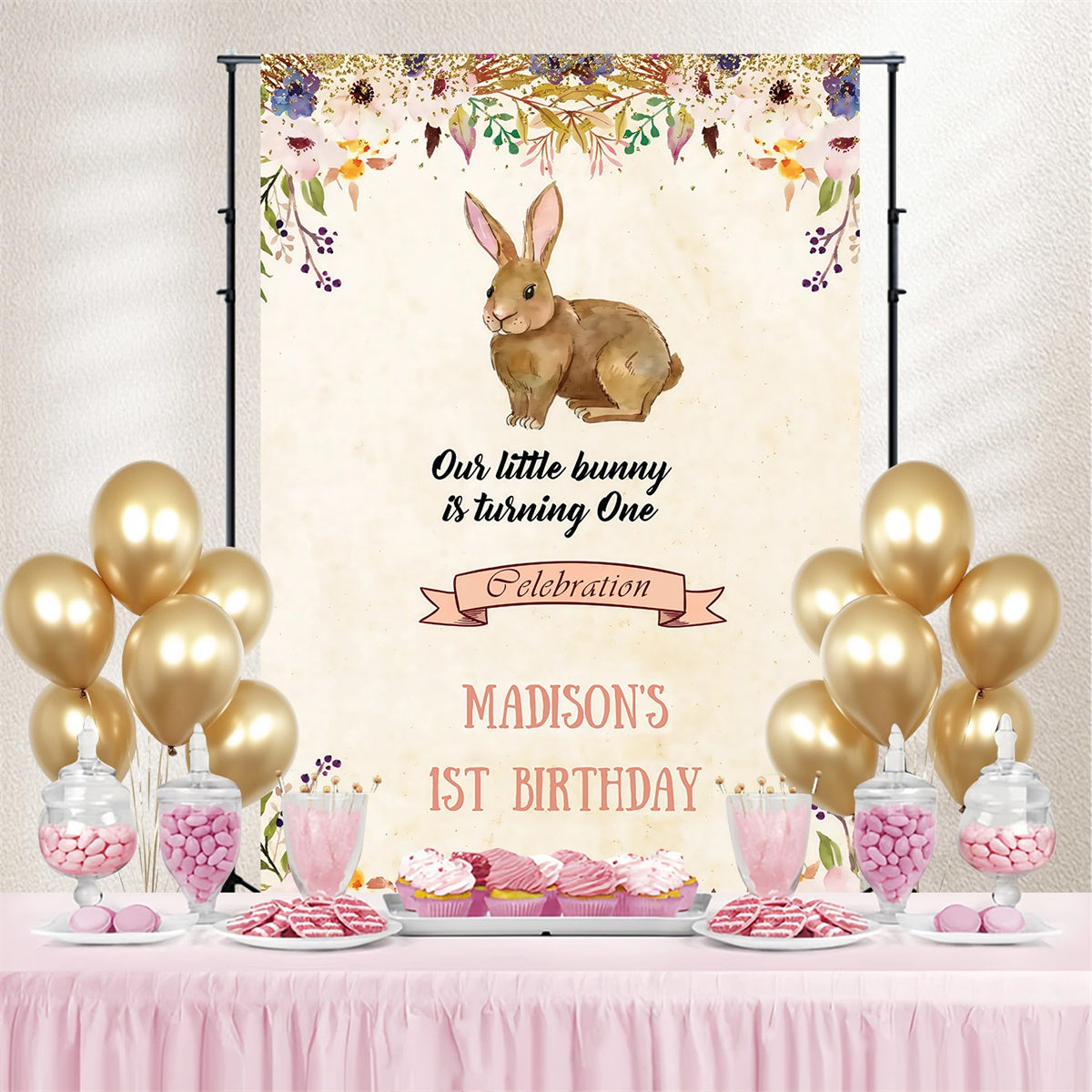 Ostern Fotokulisse Eiergirlande Fröhlicher Hase Individueller Hintergrund MRR3-138