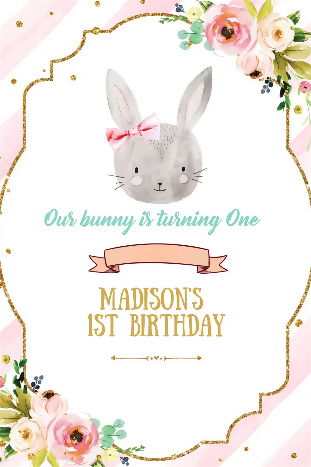 Hintergrund für Ostern Woodland Bunny Blumen Personalisierte Hintergrund MRR3-139