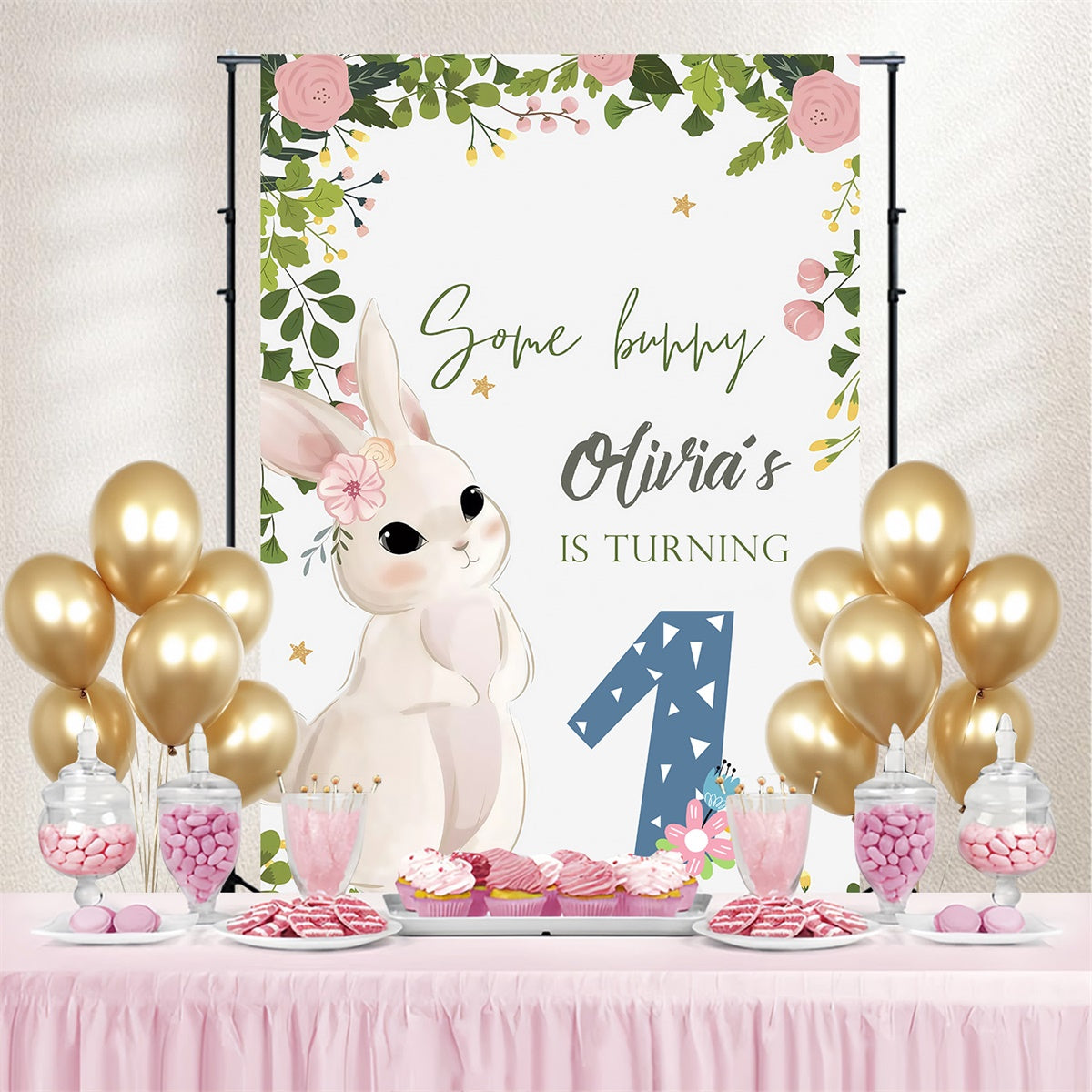 Ostern Fotohintergrund Sanfte Hasenblüten Party Individueller Hintergrund MRR3-140