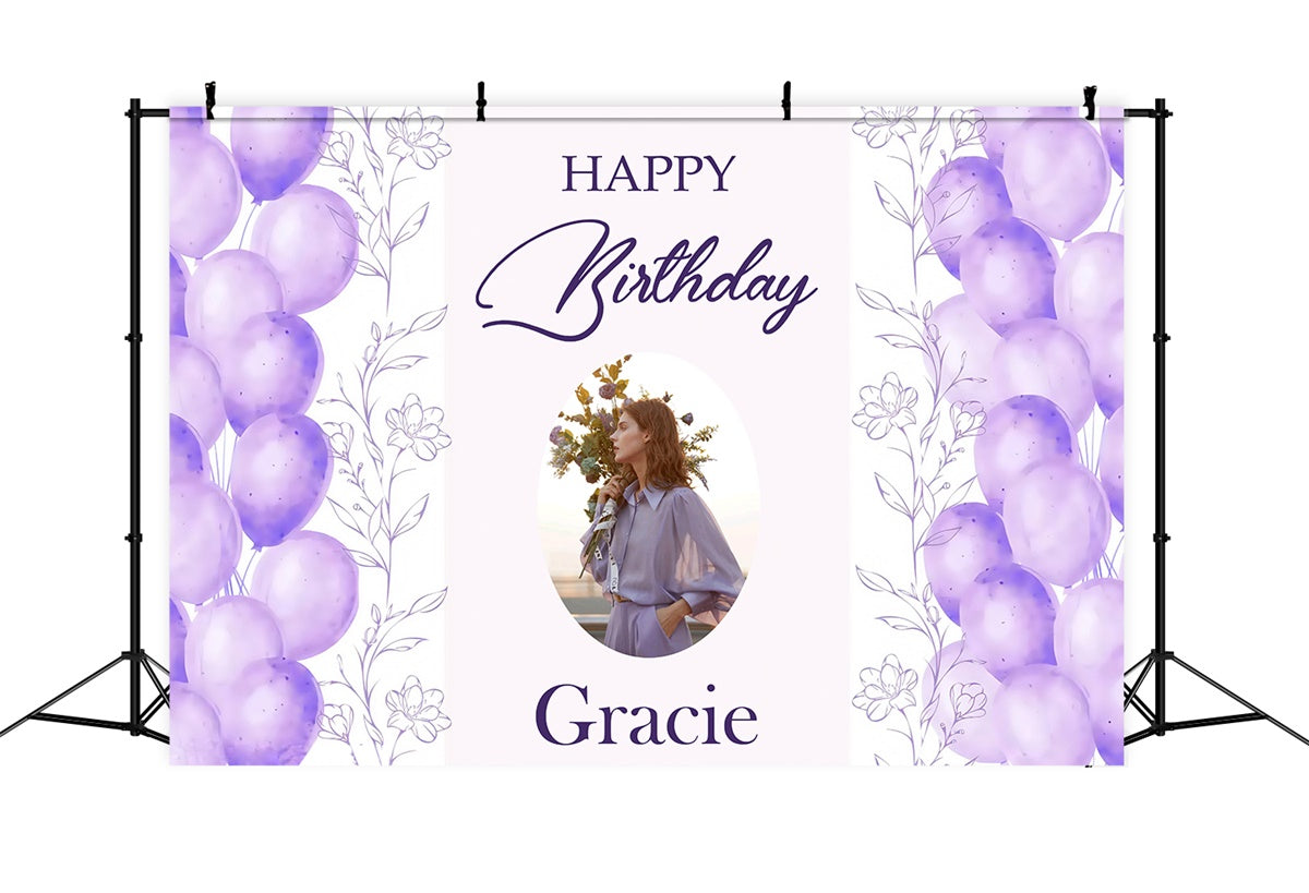 Personalisierte Backdrop für Geburtstag Lila Dreamy Ballon Backdrop MRR3-14