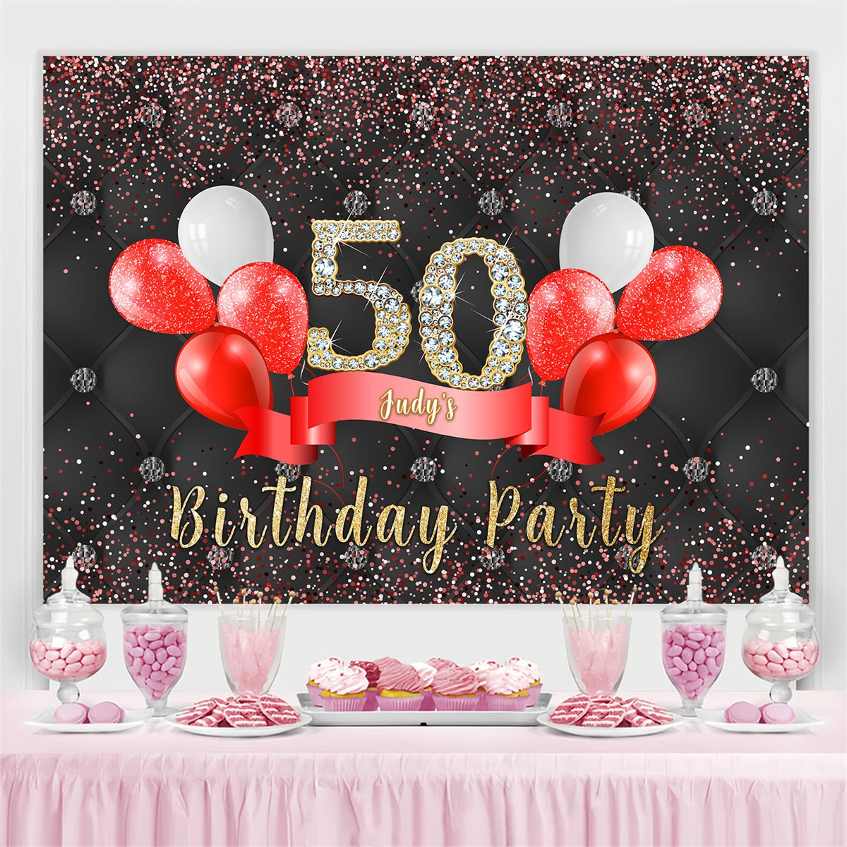 Personalisierte Backdrop für Geburtstag Ballon Diamond Sparkle Backdrop MRR3-153