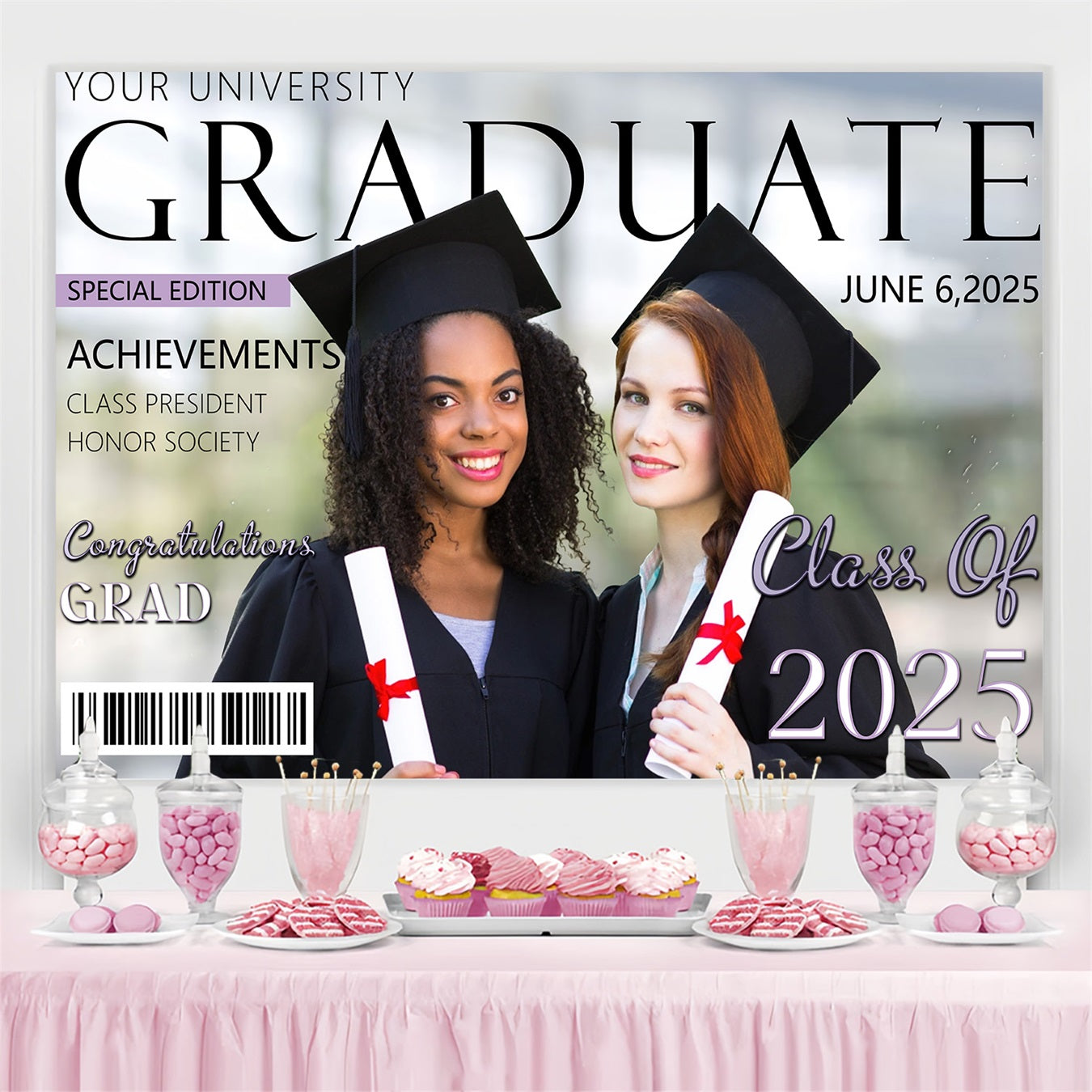 Graduation Backdrops Magazin Cover Personalisierte Party Graduation Backdrop MRR3-178