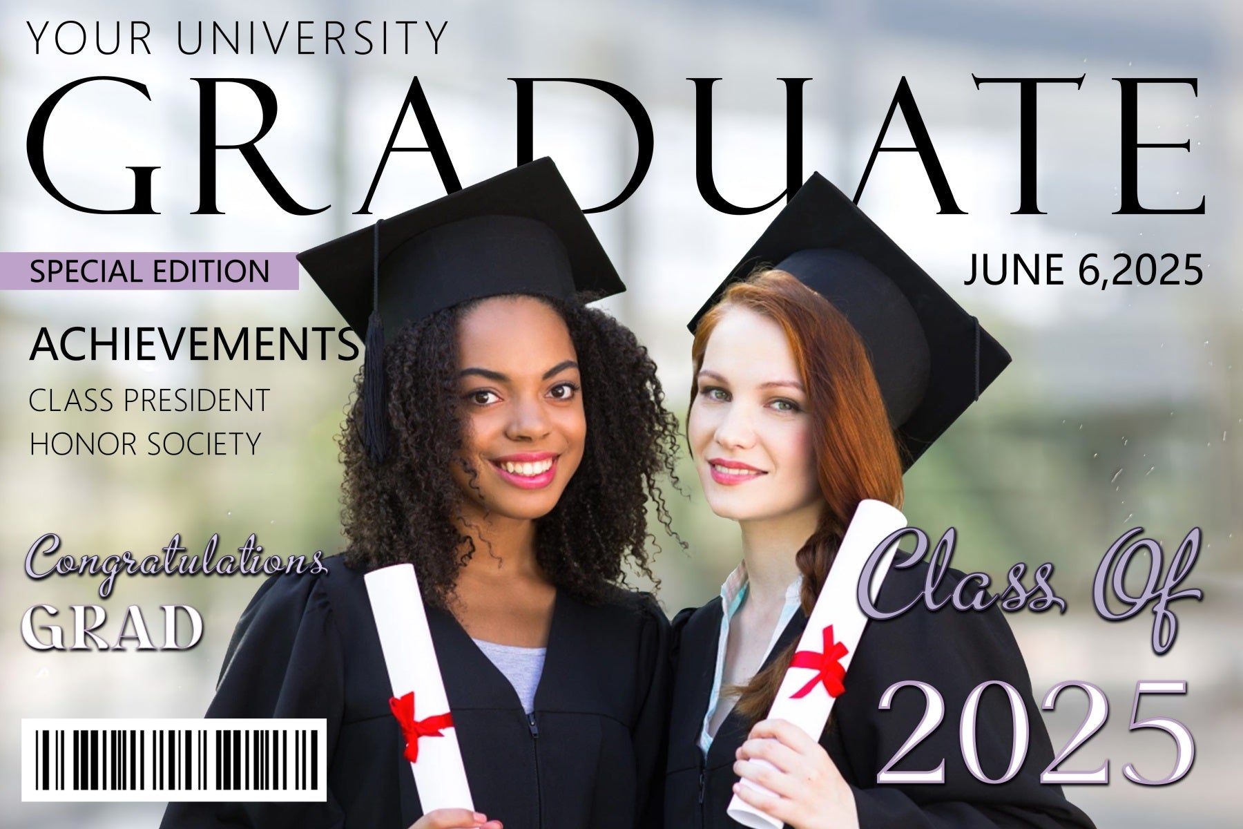 Graduation Backdrops Magazin Cover Personalisierte Party Graduation Backdrop MRR3-178