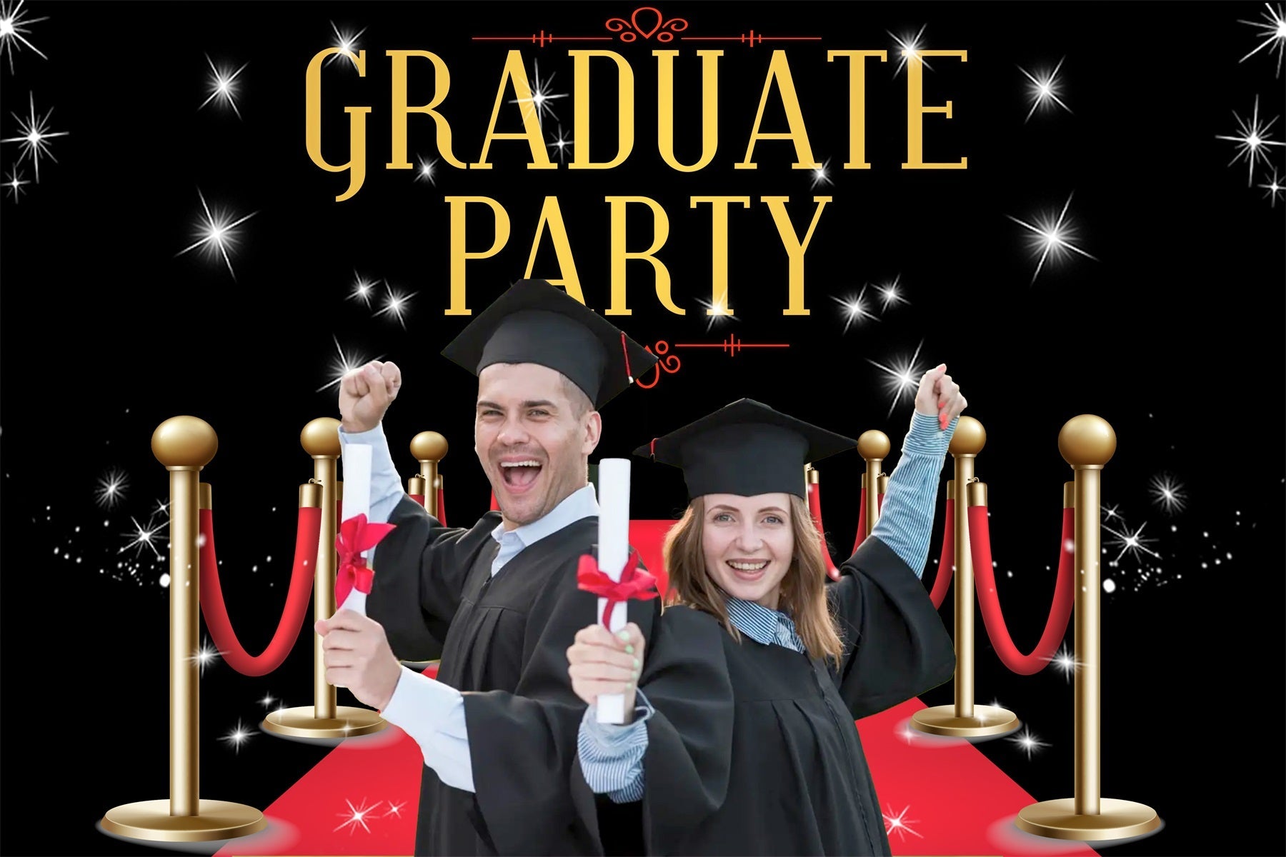 Graduation Backdrop Fotoshooting Glänzend Roter Teppich Benutzerdefinierte Party Graduation Backdrop MRR3-179