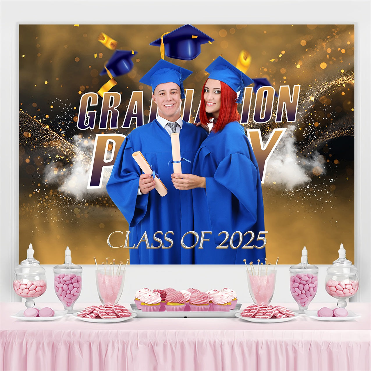 Backdrop Graduation Glitzer Leuchten Personalisierte Party Graduation Backdrop MRR3-186