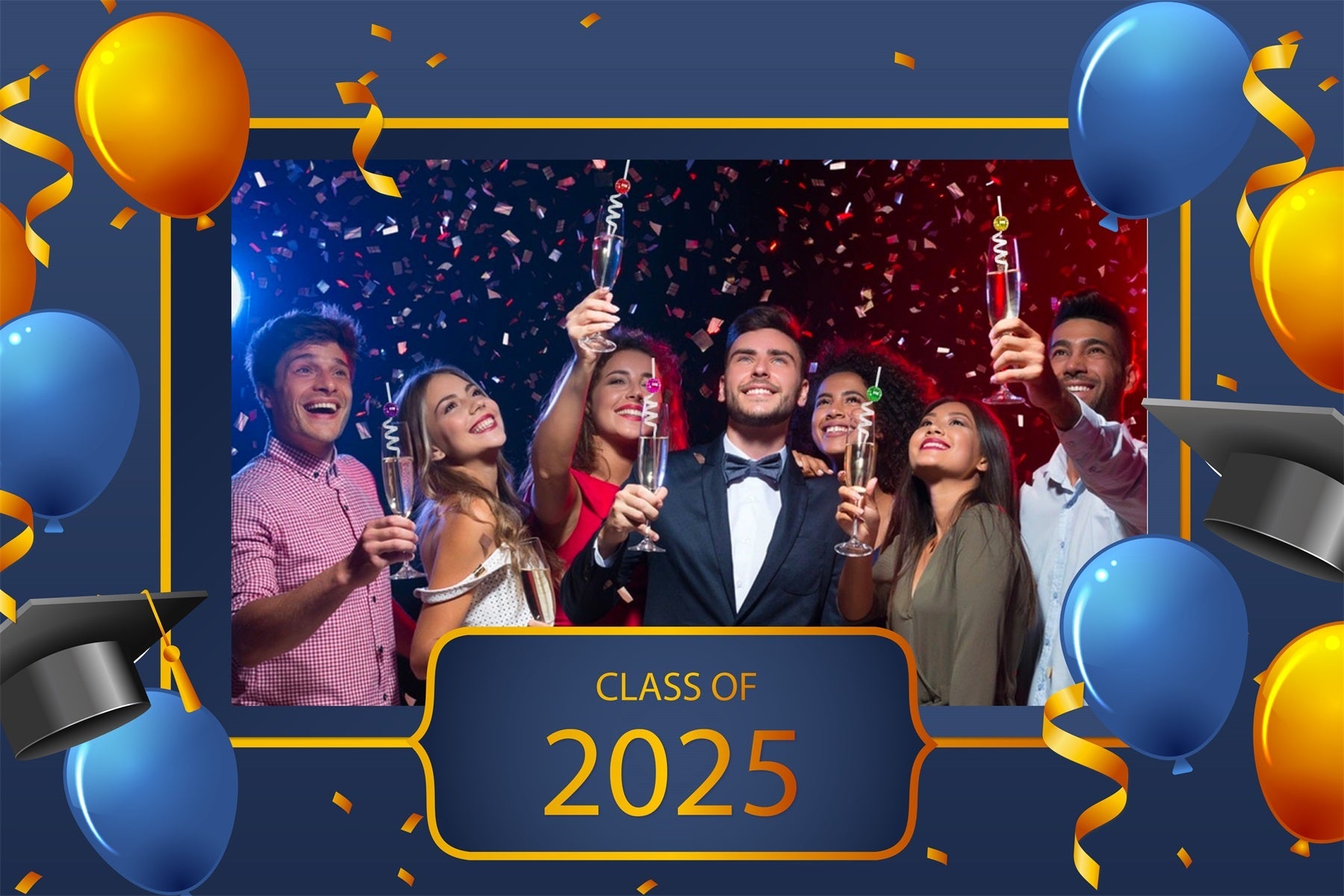 Graduation Foto Backdrop Ballon Konfetti Personalisierte Party Graduation Backdrop MRR3-189