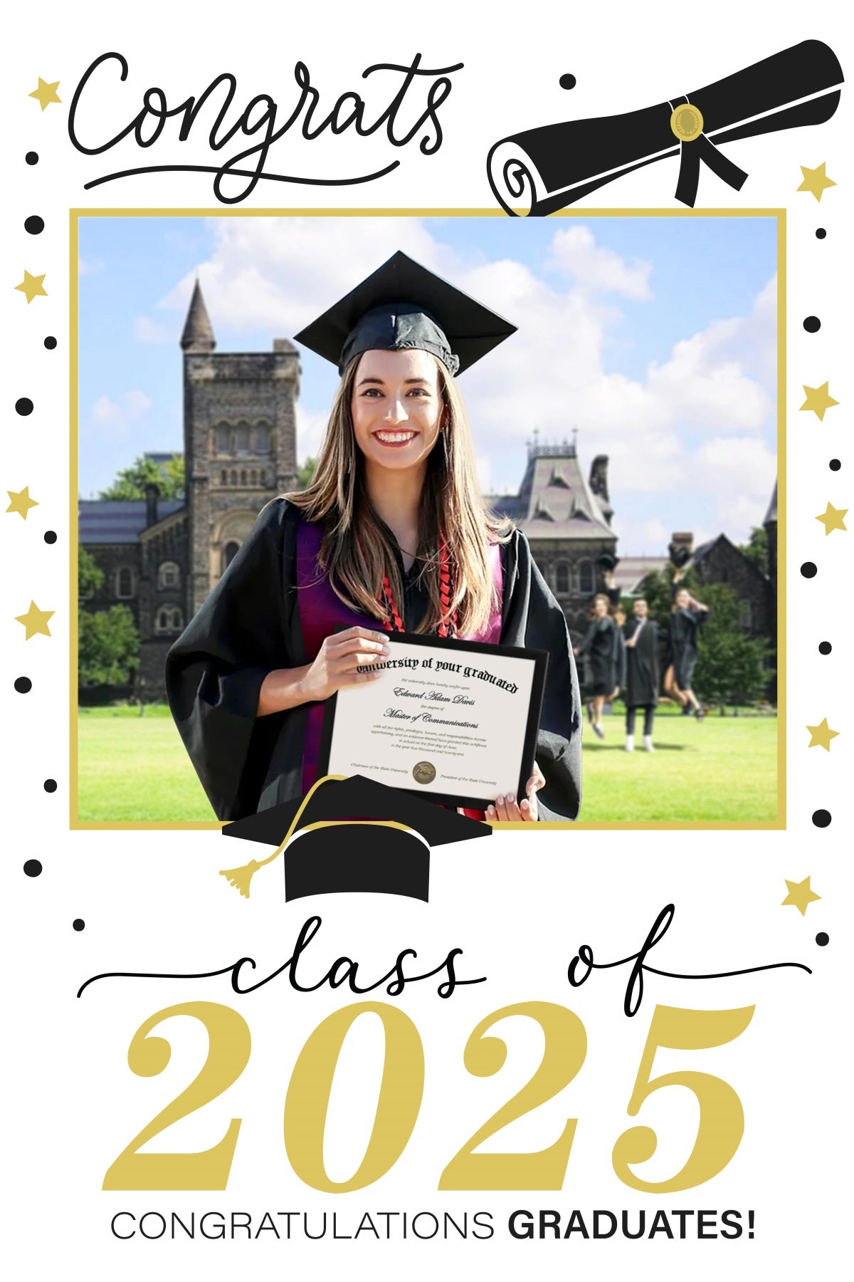 Graduation Foto Backdrop Sterne White Rahmen Benutzerdefinierte Party Graduation Backdrop MRR3-192