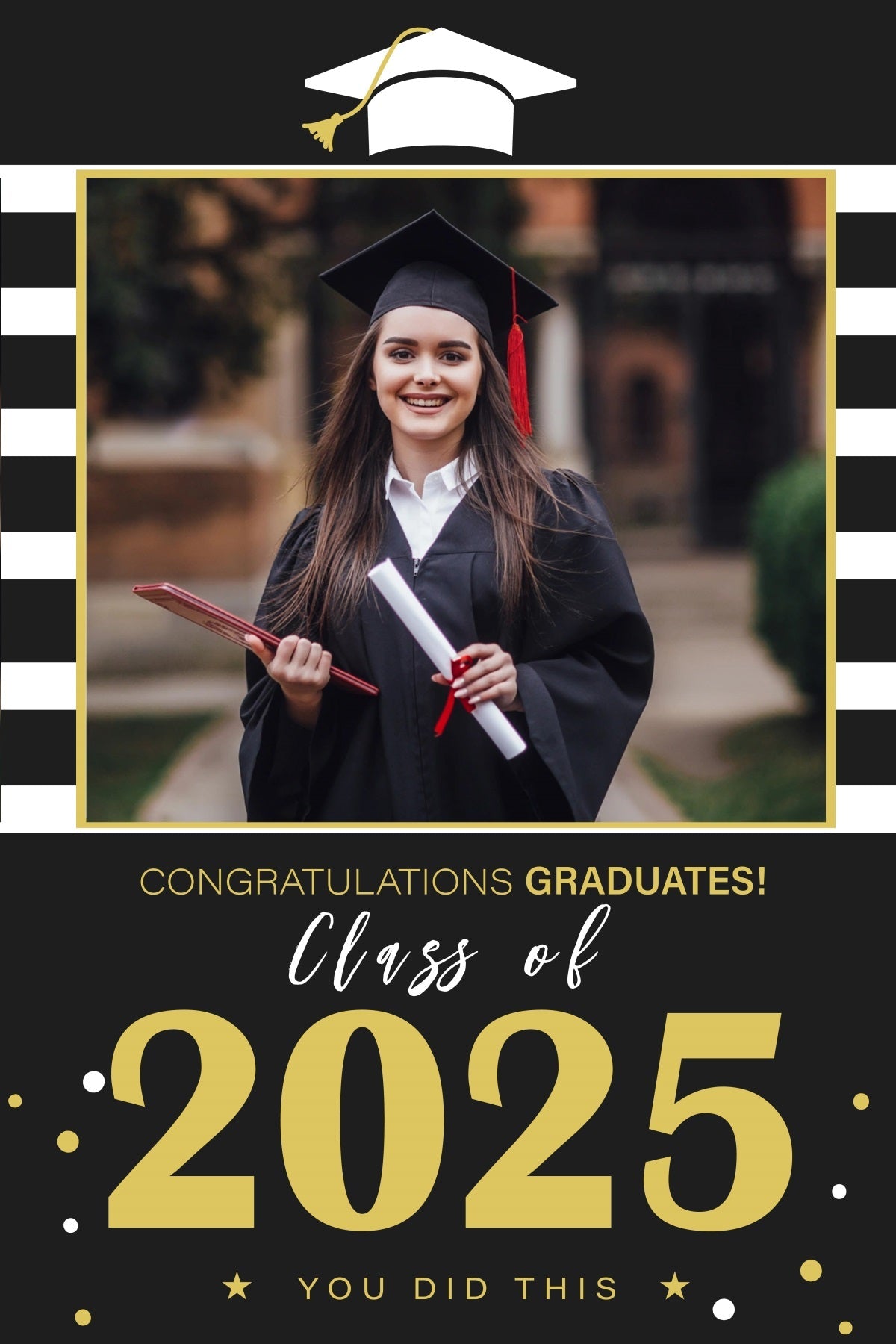 2025 Graduation Backdrop Modern Stripes 2025 Personalisierte Party Graduation Backdrop MRR3-193