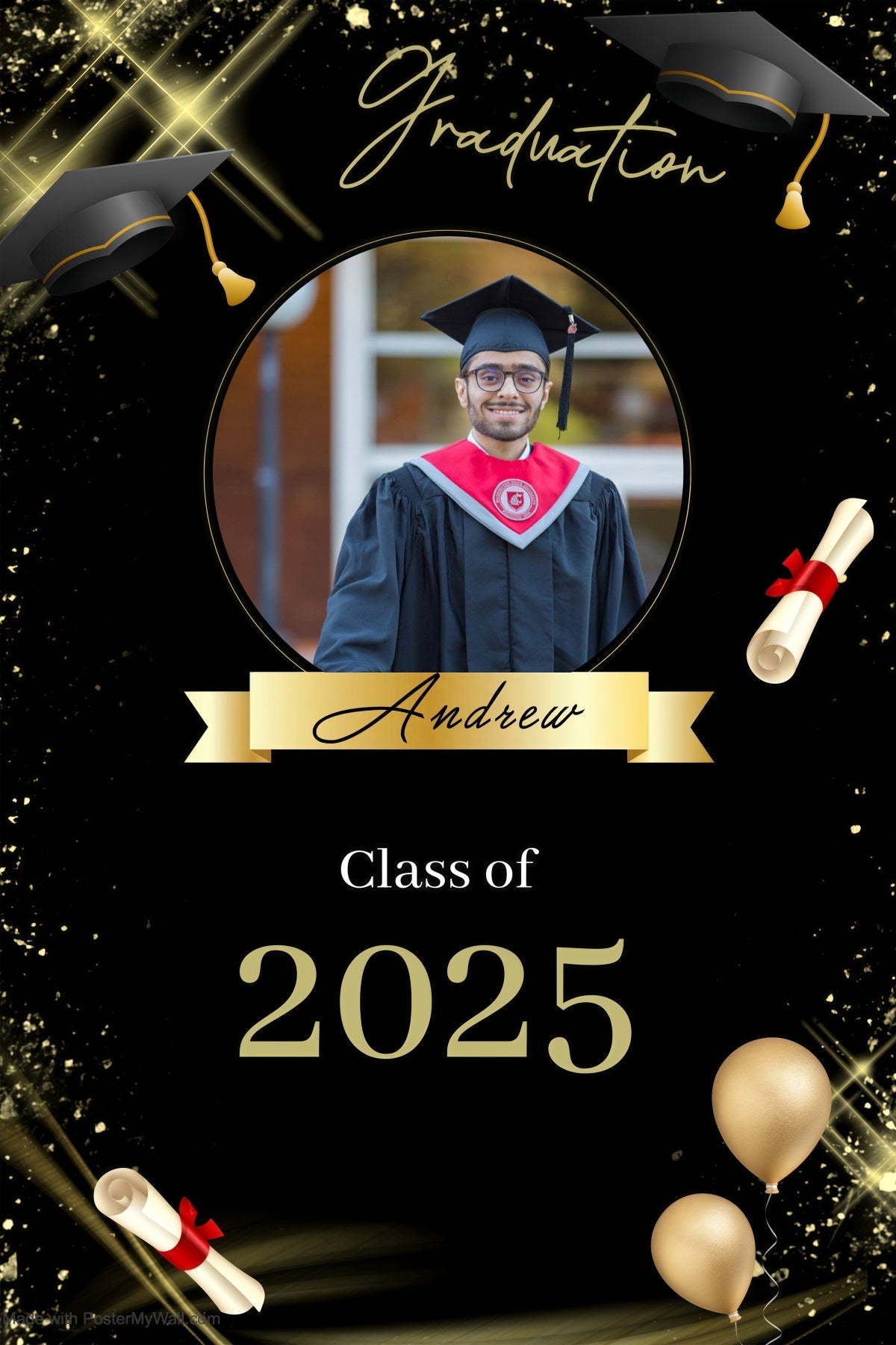 Backdrop Graduation Schriftrolle Hut Ballon Benutzerdefinierte Party Graduation Backdrop MRR3-200