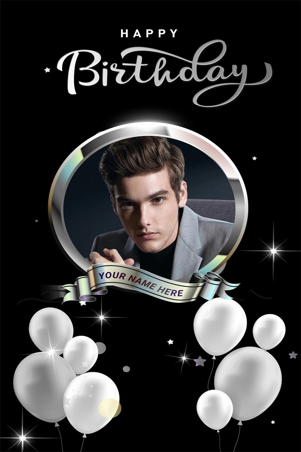 Custom Backdrops für Geburtstage Luxus Silber Schwarz Backdrop MRR3-27