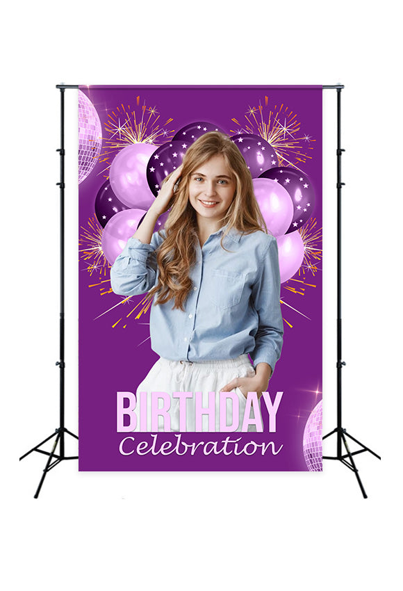 Geburtstag Backdrop Personalisierte Lila Ballon Party Backdrop MRR3-28