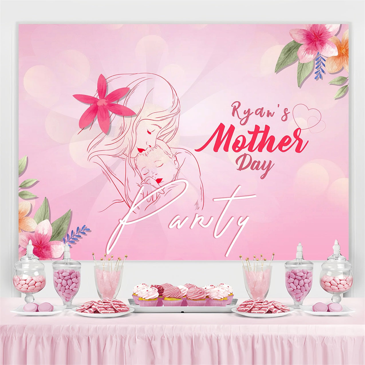 Muttertagskulisse Mutter-Baby-Illustration Personalisierte Kulisse MRR3-35