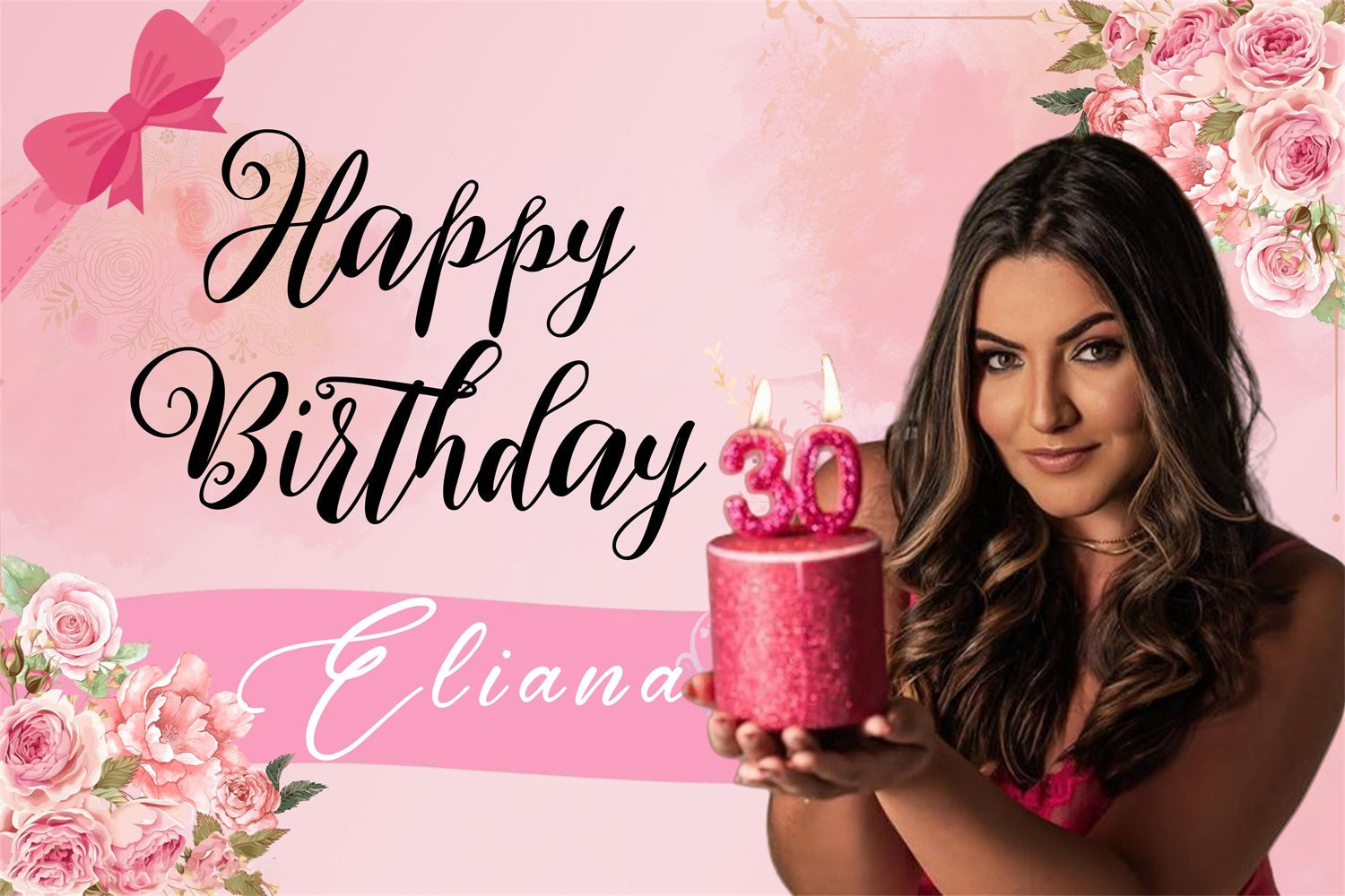 Personalisierte Birthday Backdrops 30. Elegant Floral Backdrop MRR3-4