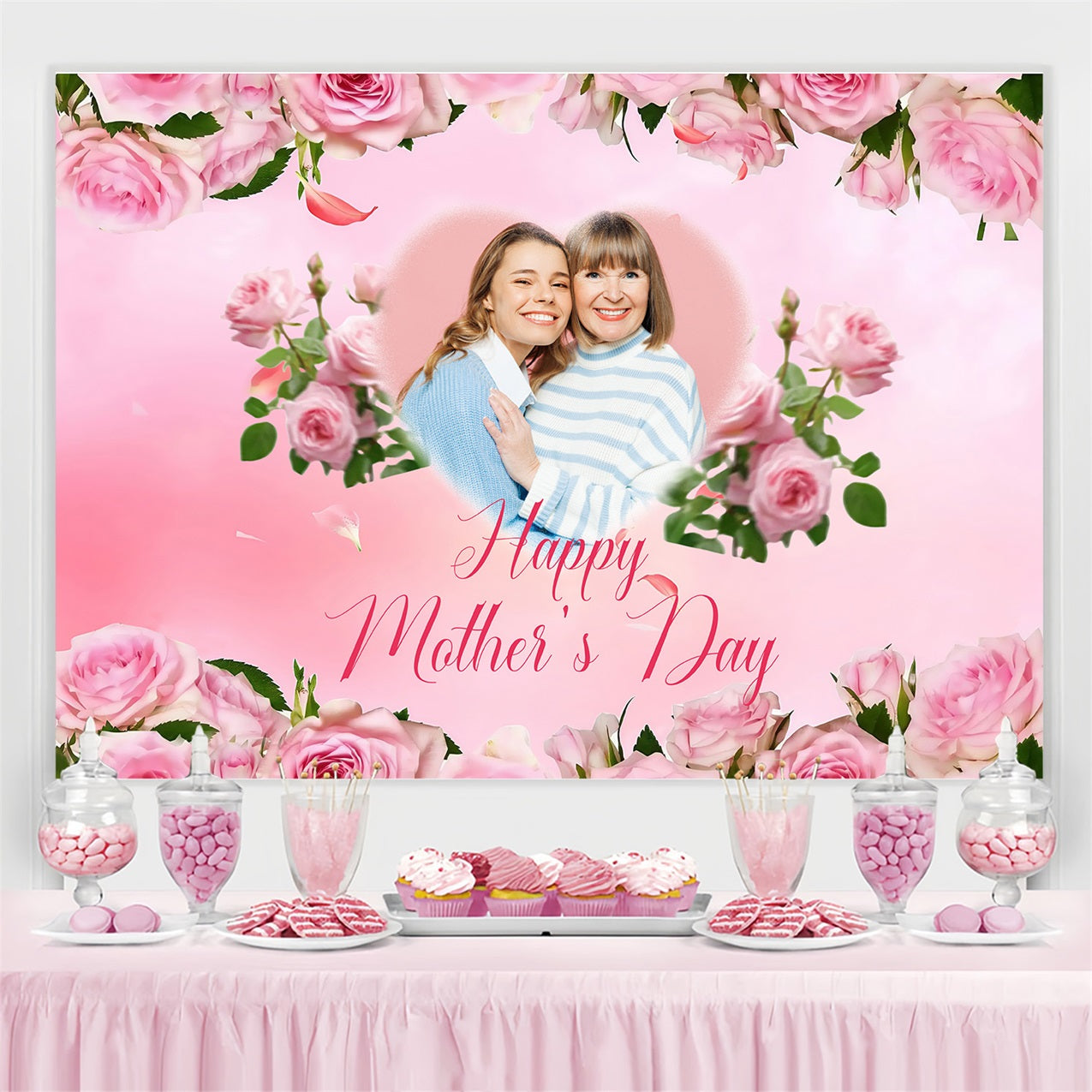 Muttertag Fotohintergrund Rosa Rosen Liebe Individuelles Hintergrundbild MRR3-42
