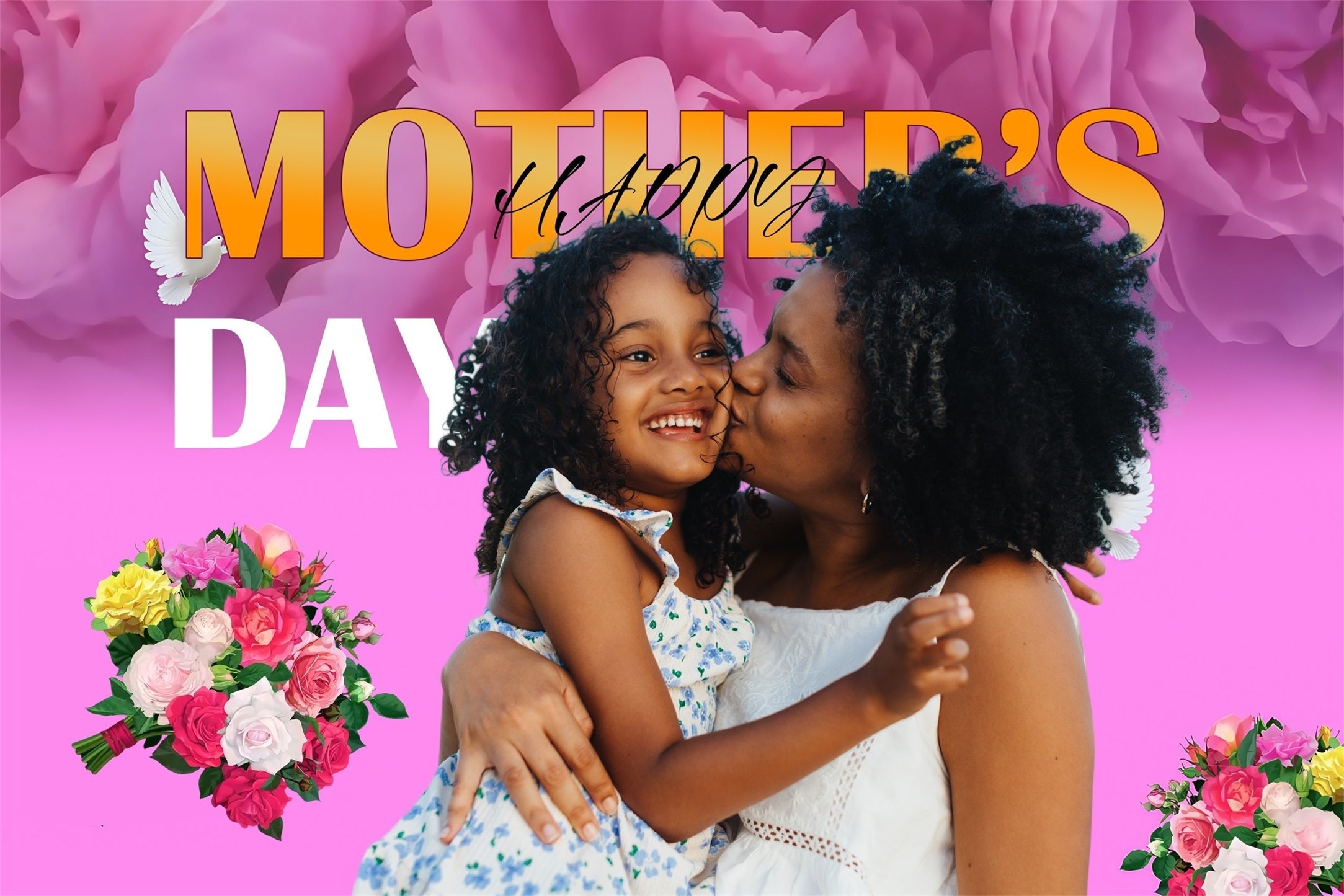 Muttertagskulisse Blumen Vögel Liebe Personalisierte Kulisse MRR3-55