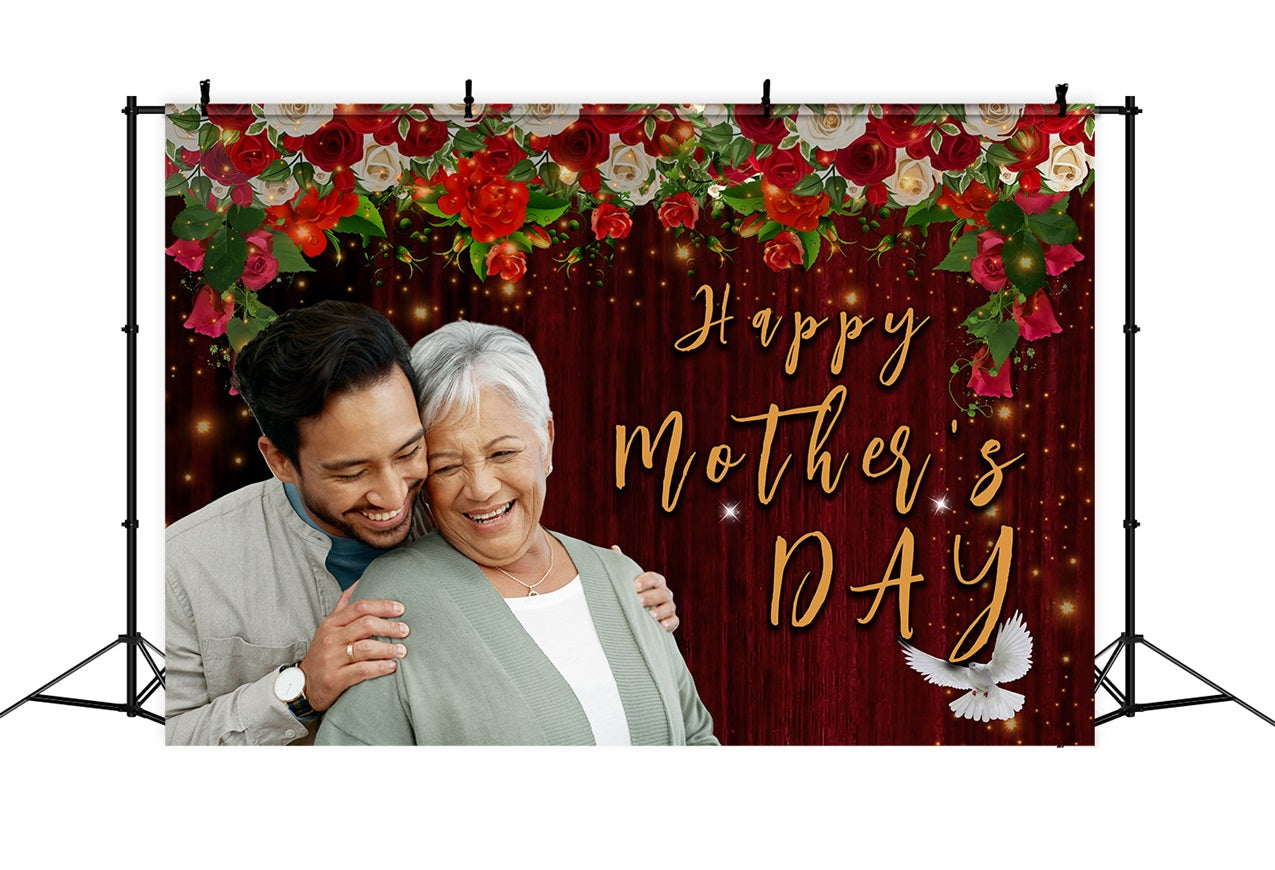 Muttertag Fotokulisse Blühende Rosen Familie Personalisierte Kulisse MRR3-57
