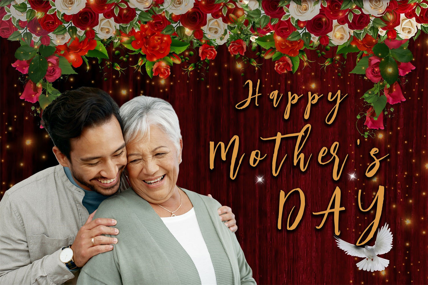 Muttertag Fotokulisse Blühende Rosen Familie Personalisierte Kulisse MRR3-57