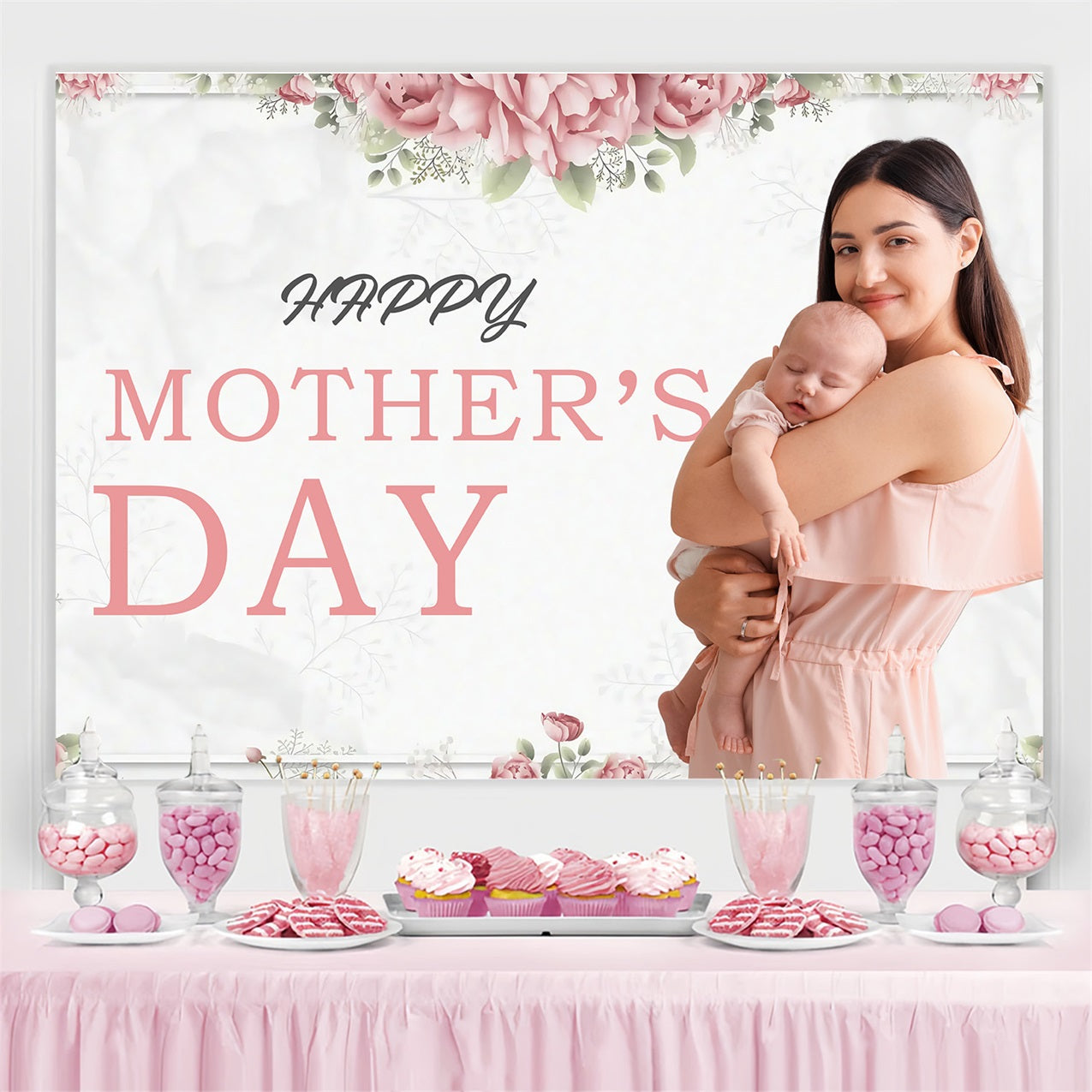 Mothers Day Backdrops Floral Surrounding Love Personalisierter Hintergrund MRR3-58