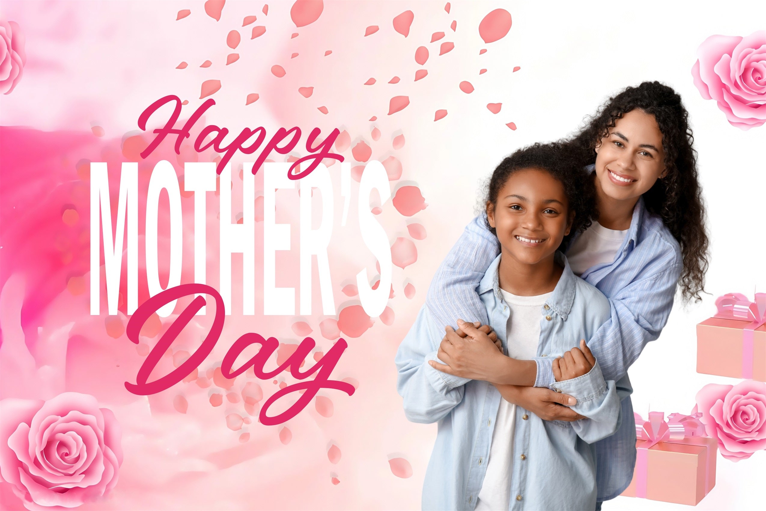 Backdrops für Muttertag Blush Floral Geschenk Personalisierte Backdrop MRR3-60